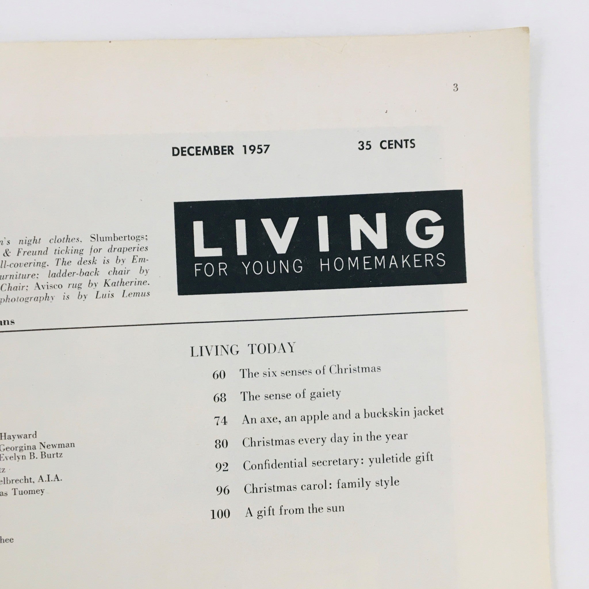 Living For Young Homemakers December 1957 The Six Senses of Christmas No Label