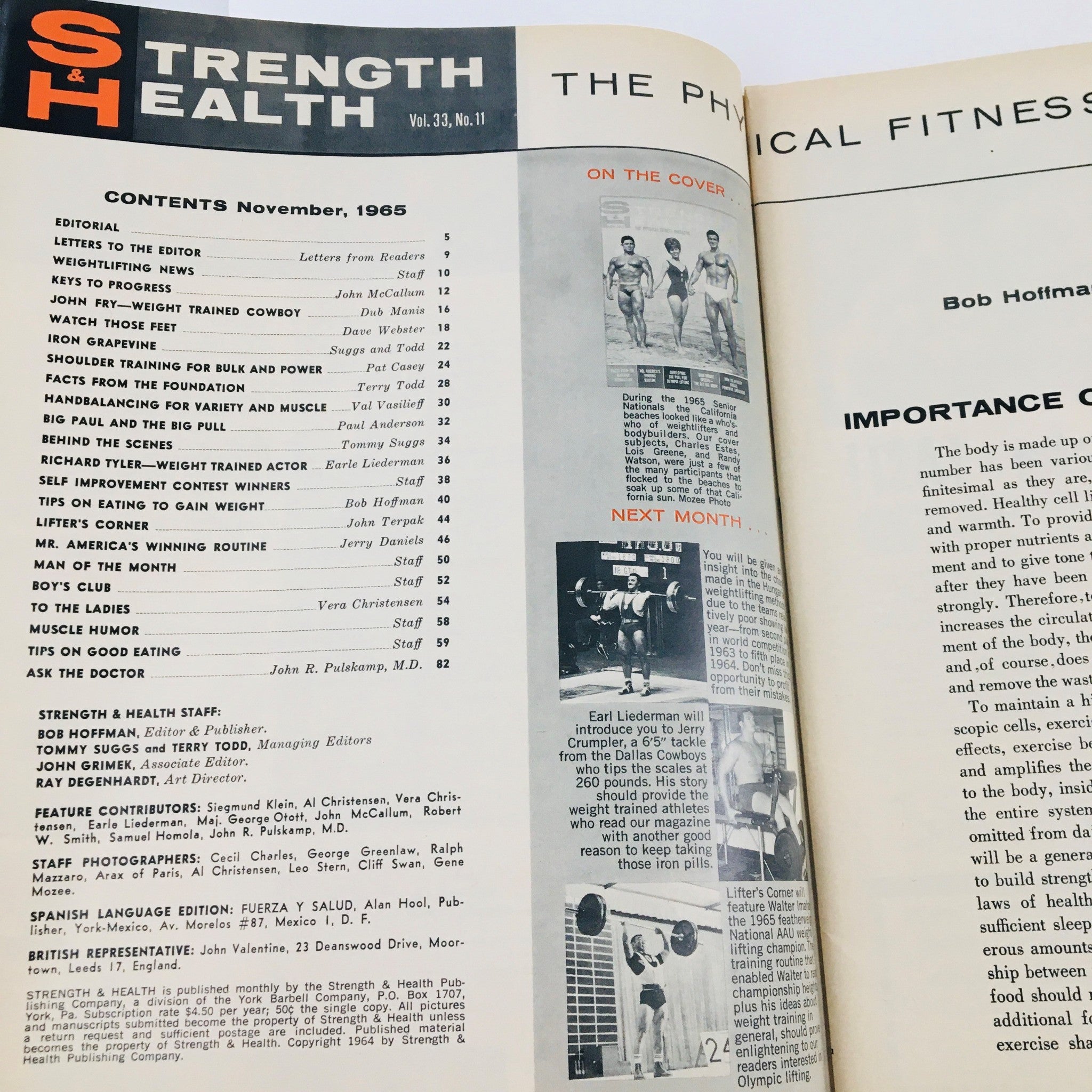 Strength & Health Magazine November 1965 Randy Watson, Lois Greene No Label