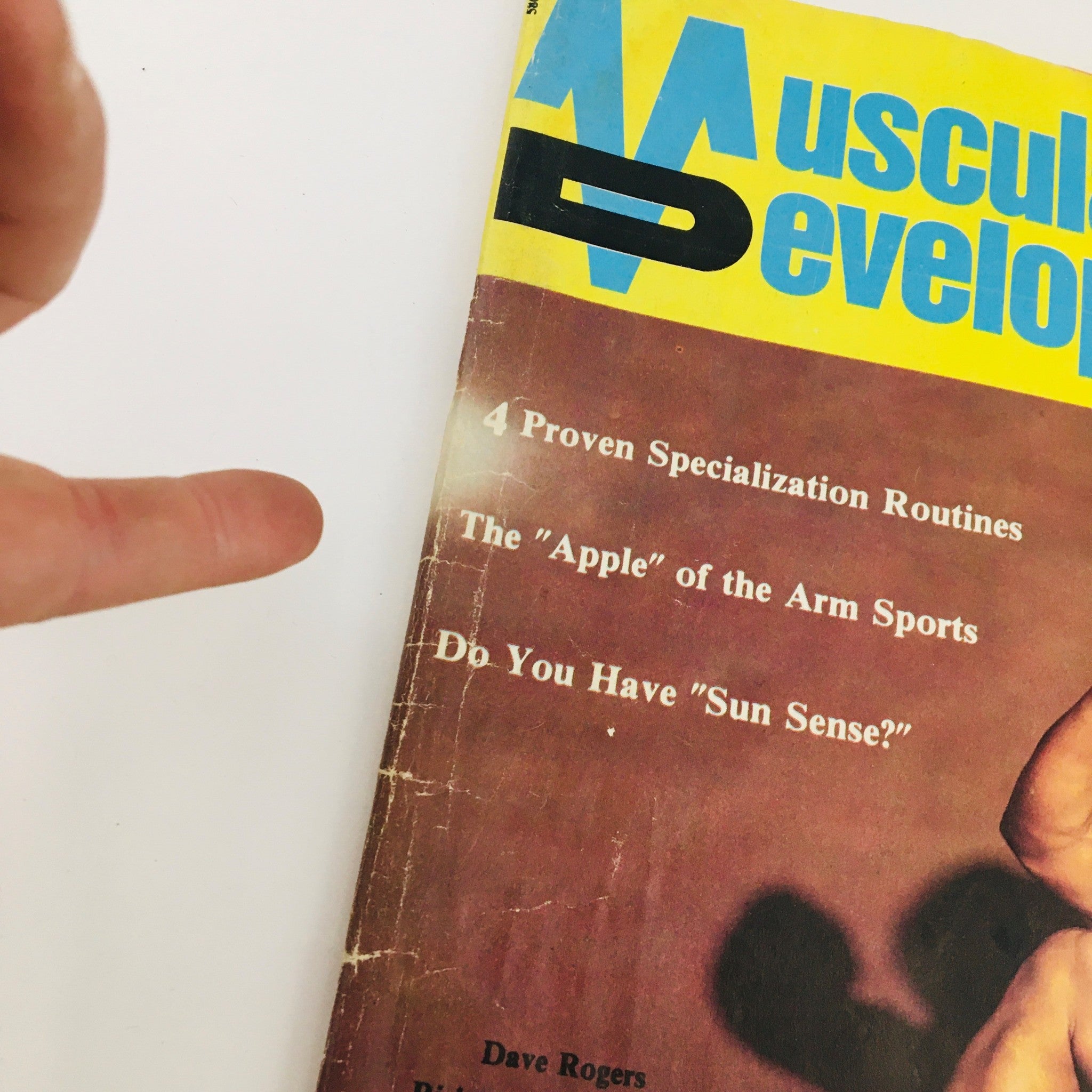 Close-up view of the cover of Muscular Development Magazine October 1978, highlighting the title and articles focusing on bodybuilding routines and techniques.