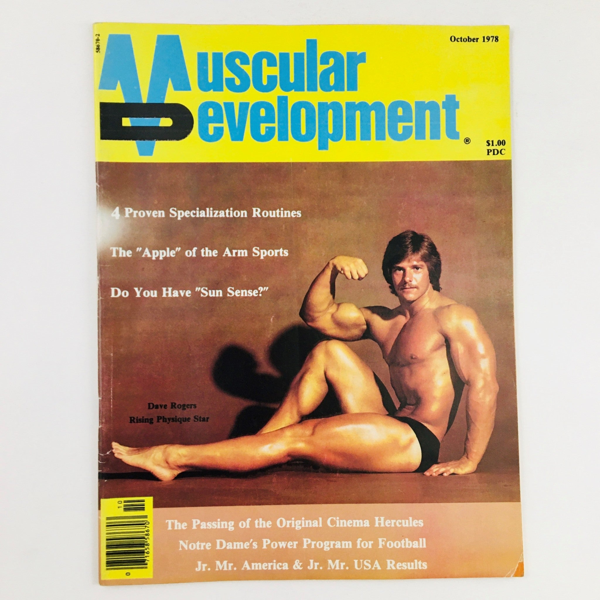 Cover of Muscular Development Magazine October 1978 featuring Dave Rogers as a physique star, showcasing bodybuilding insights and fitness routines.