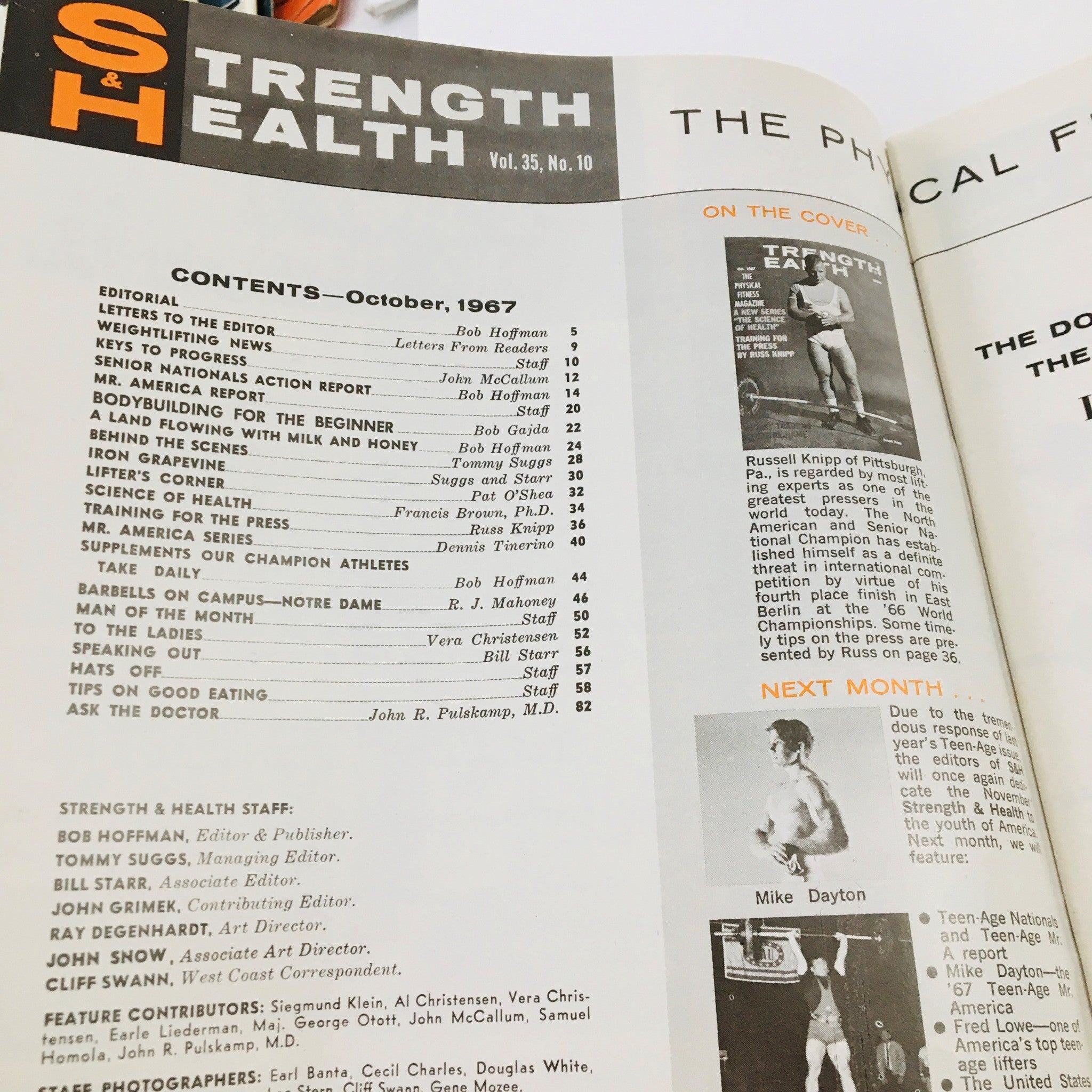 Strength & Health Magazine October 1967 Russell Knipp Bodybuilder No Label