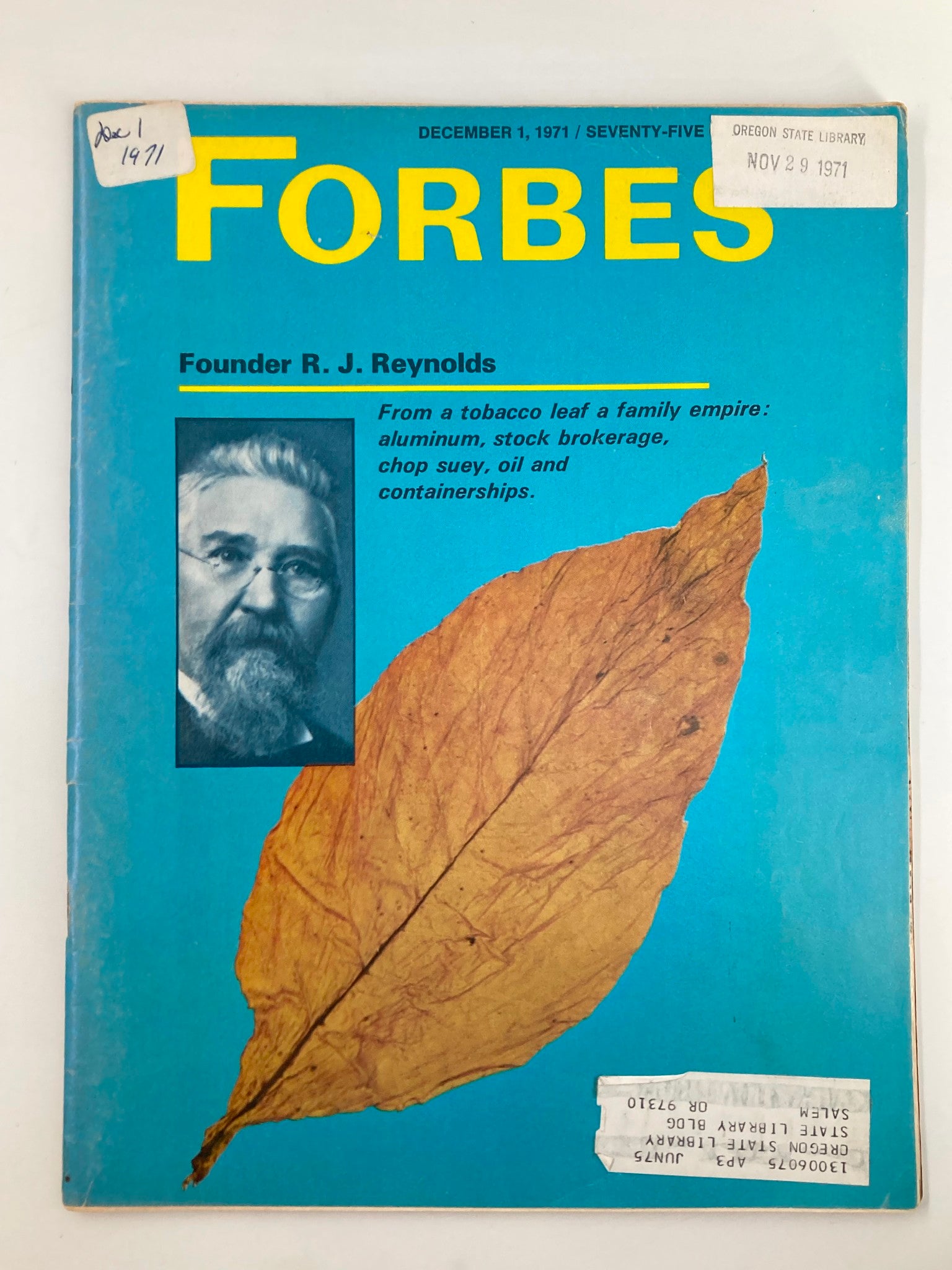 VTG Forbes Magazine December 1 1971 Tobacco Leaf Founder R. J. Reynolds