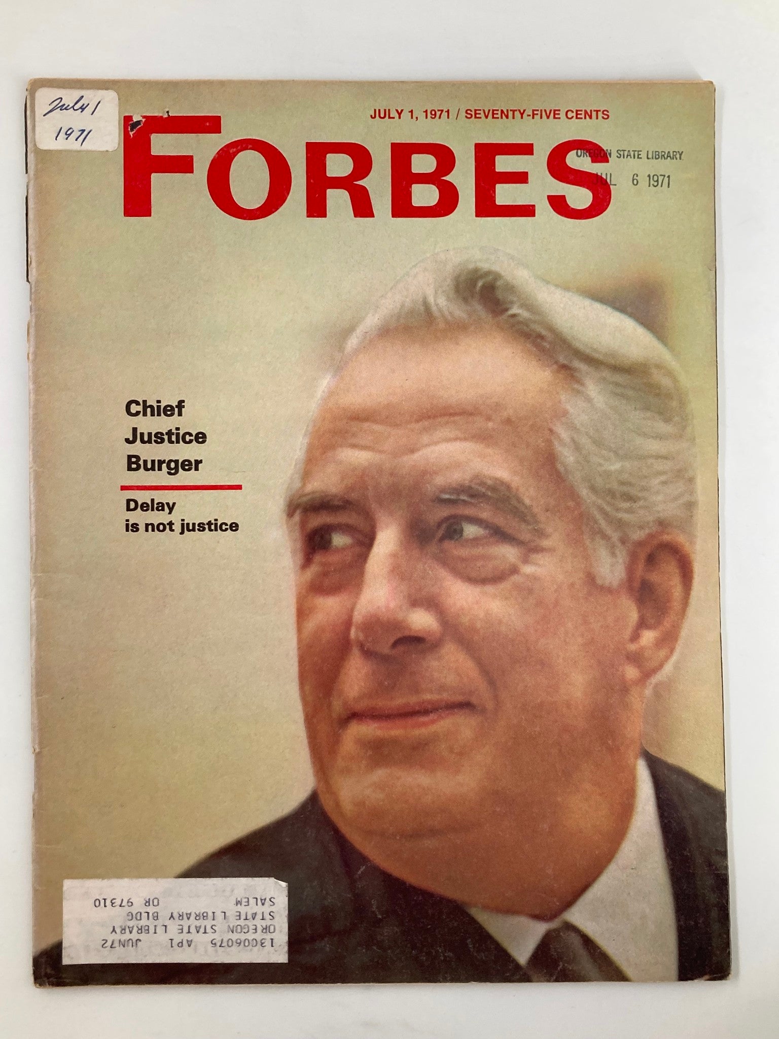 VTG Forbes Magazine July 1 1971 Chief Justice Burger Delay is not Justice