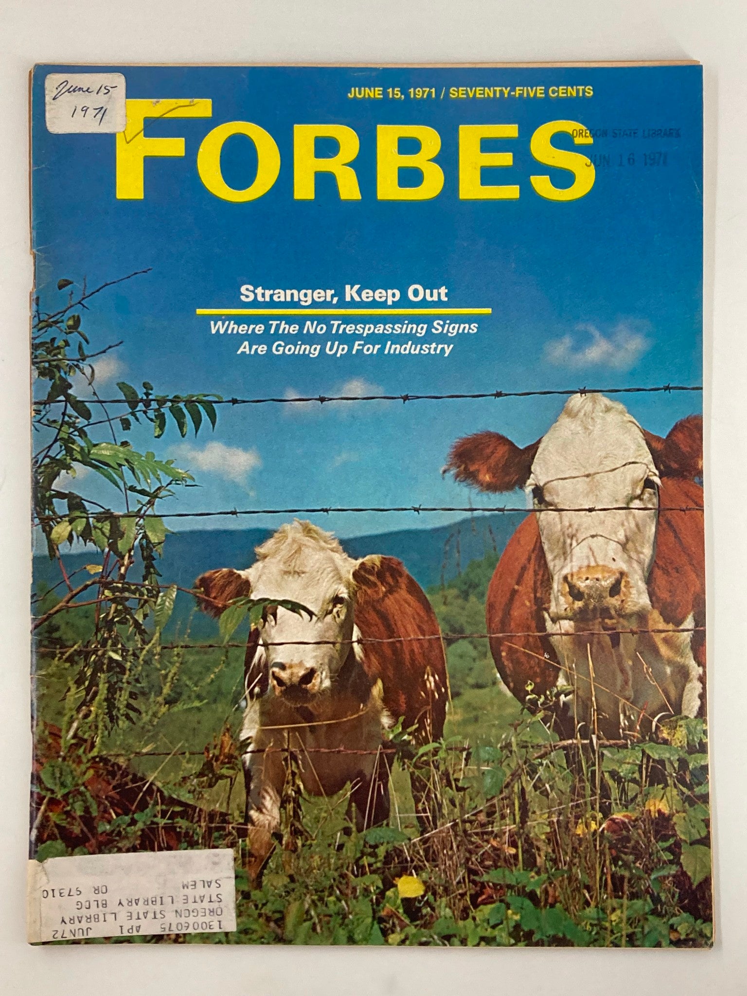 VTG Forbes Magazine June 15 1971 Stranger Keep Out The No Trespassing Signs