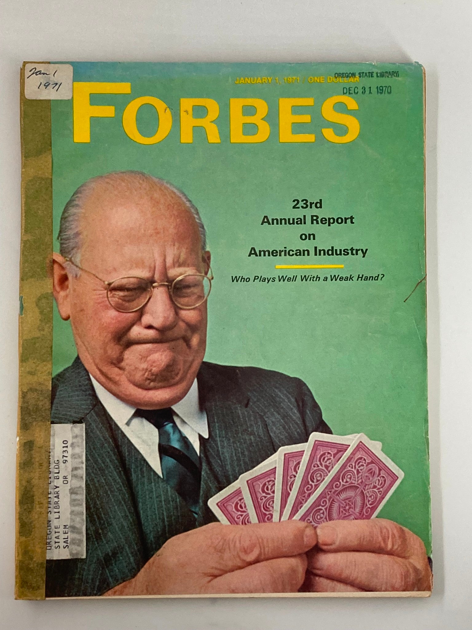 VTG Forbes Magazine January 1 1971 Who Plays Well With a Weak Hand?