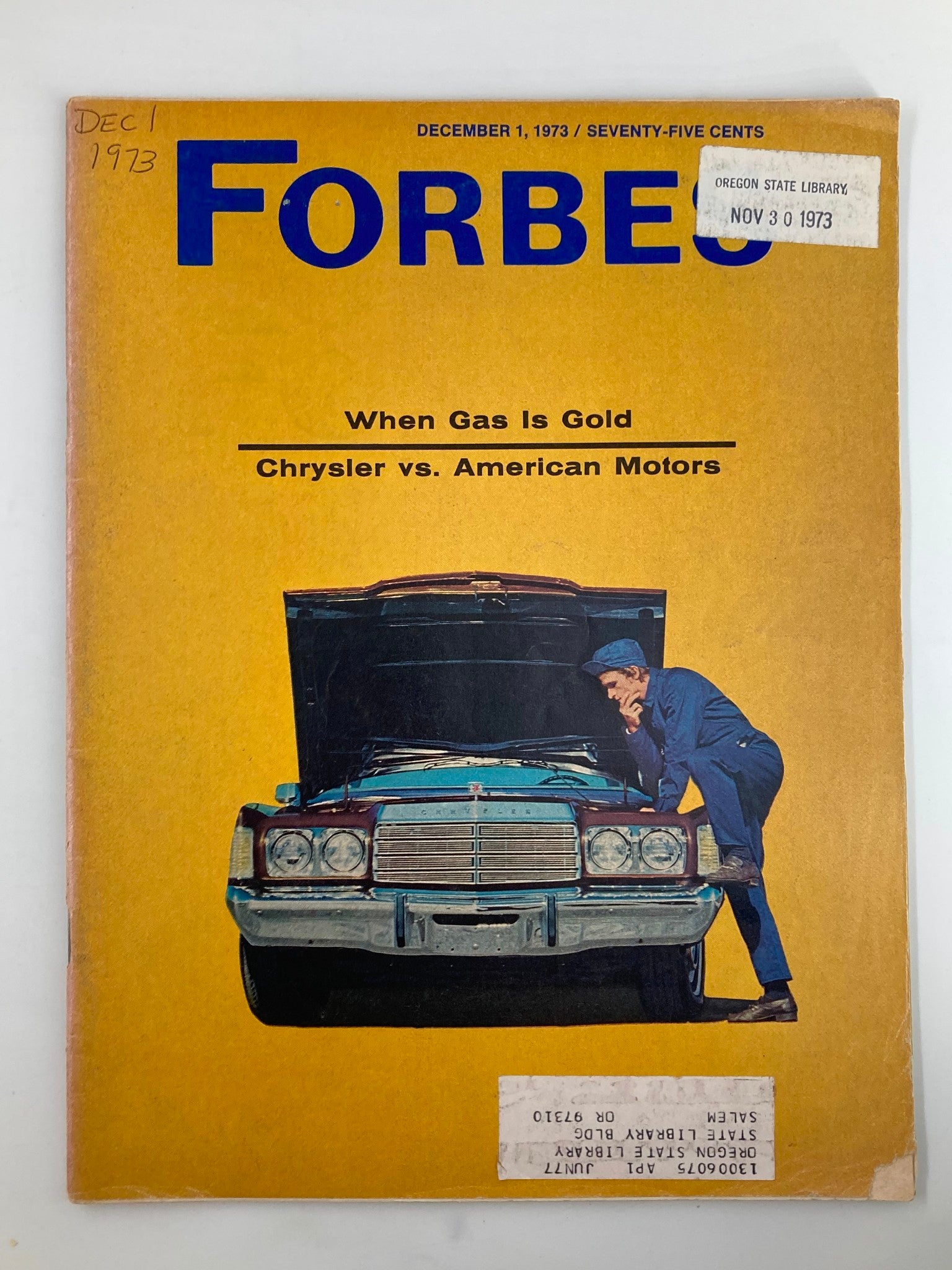 VTG Forbes Magazine December 1 1973 When Gas is Gold Chrysler vs American Motors