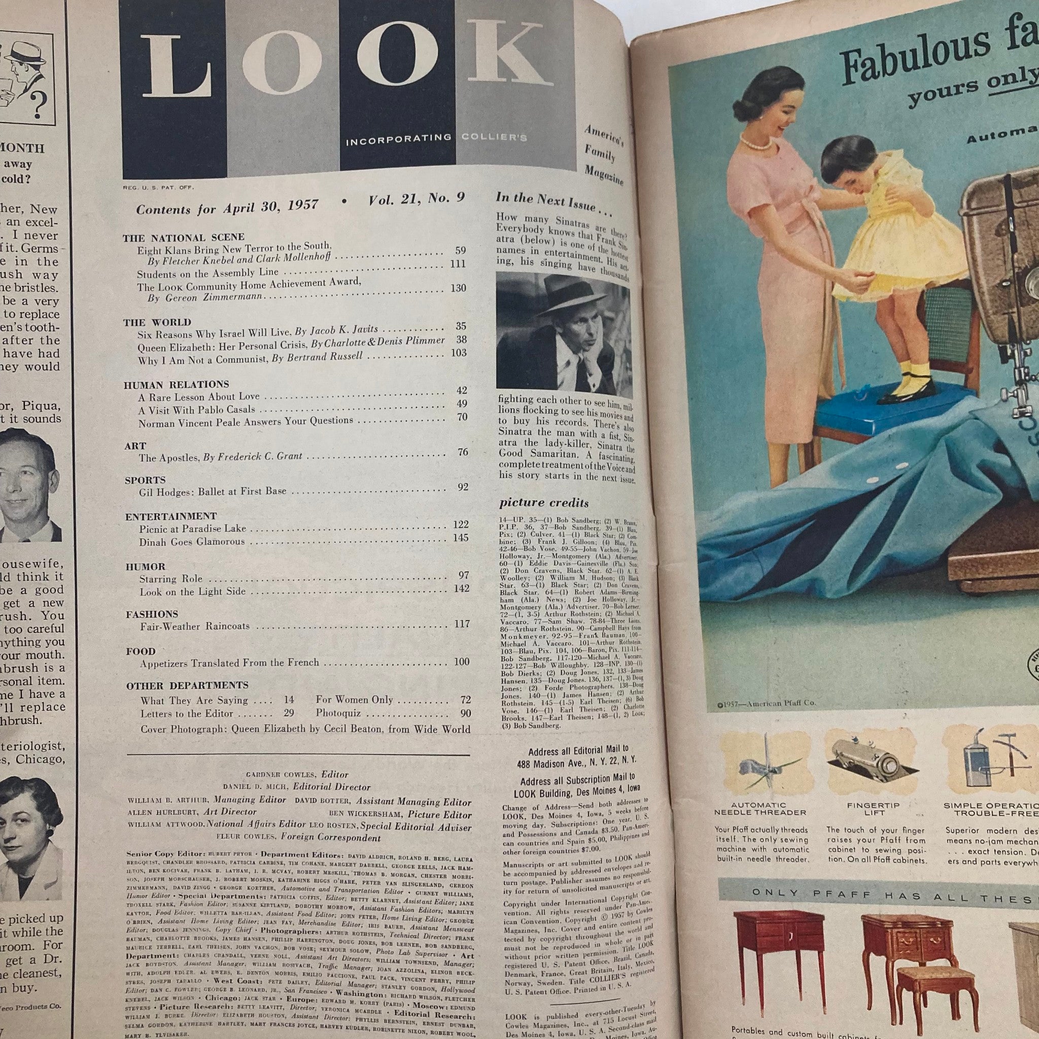 RES*VTG Look Magazine April 30 1957 Vol 21 No. 9 Queen Elizabeth Personal Crisis