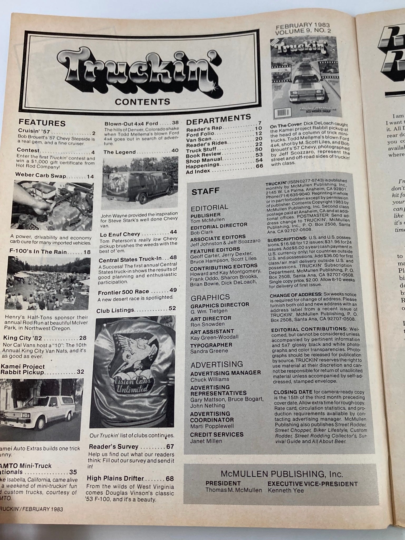 VTG Truckin Magazine February 1983 Freezin' Buns at Mini Truck Nats