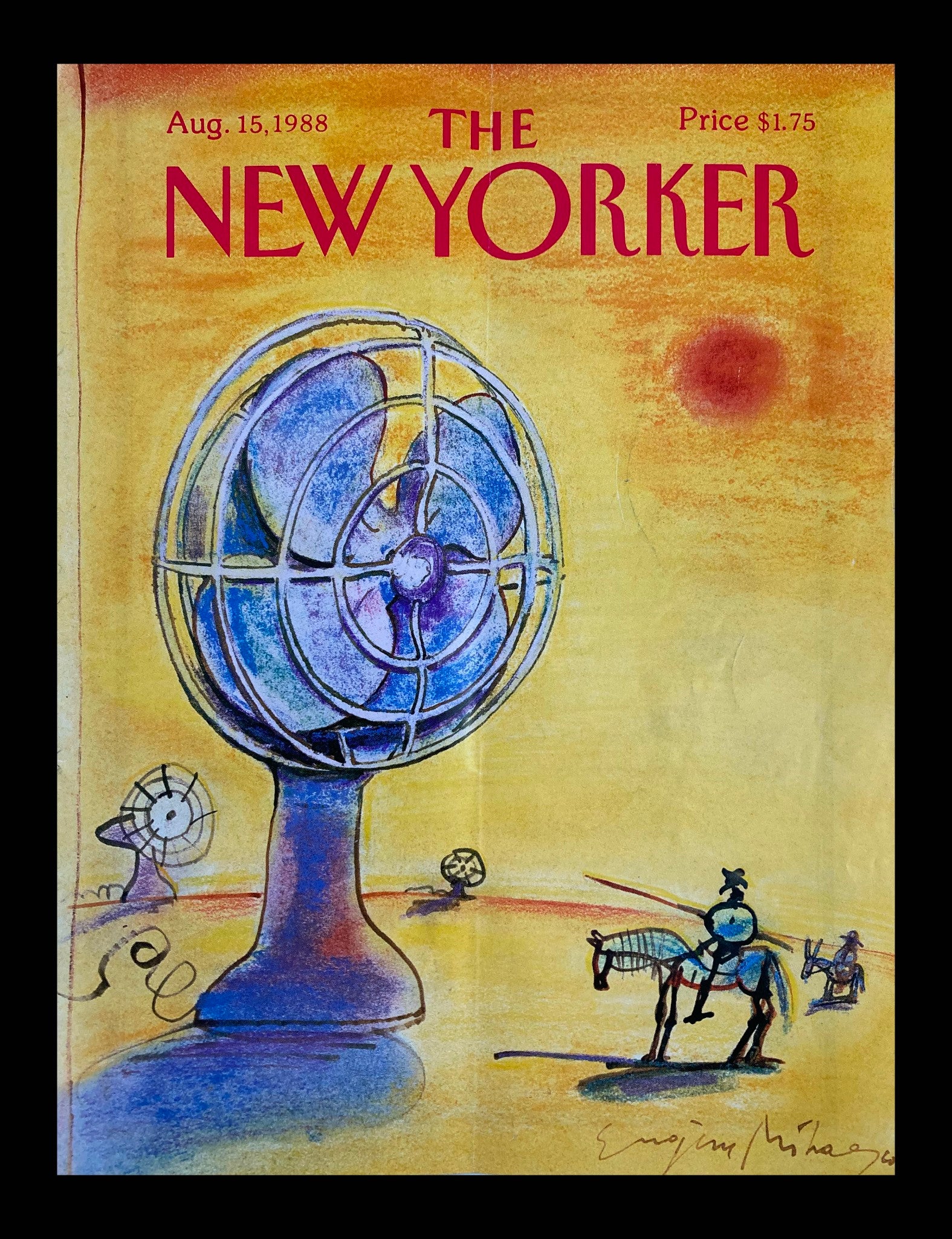 COVER ONLY The New Yorker August 15 1988 Giant Fan by Eugene Mihaesco