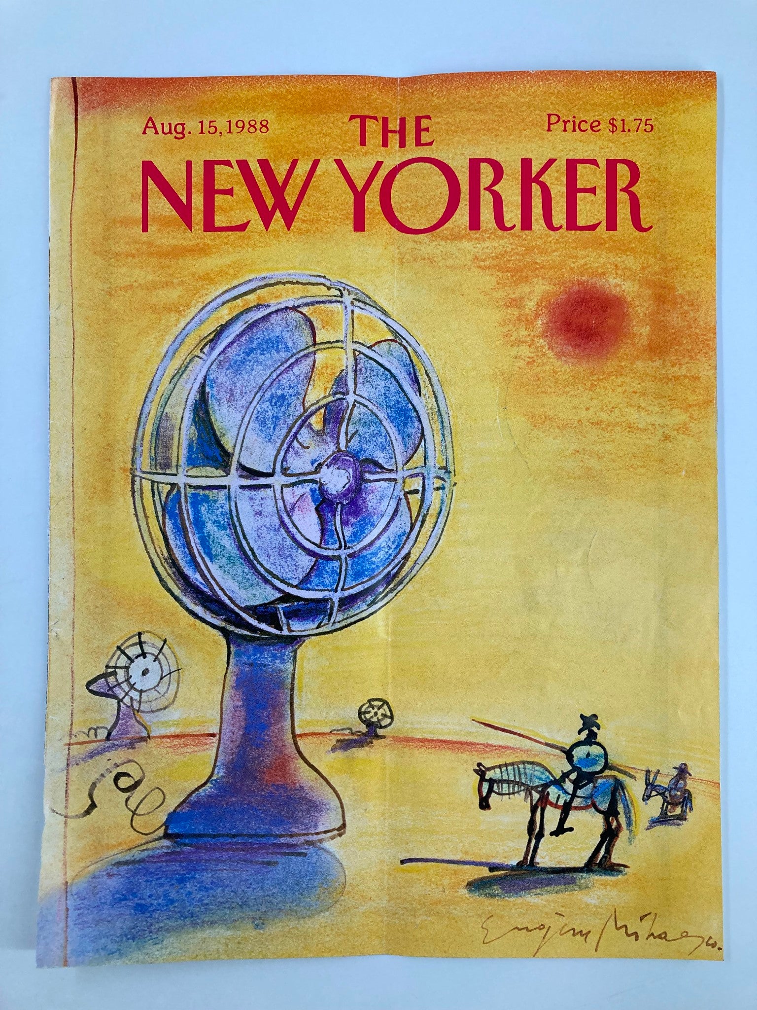 COVER ONLY The New Yorker August 15 1988 Giant Fan by Eugene Mihaesco