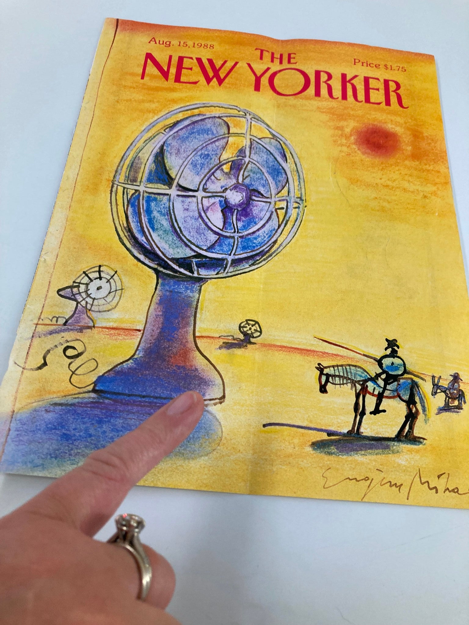 COVER ONLY The New Yorker August 15 1988 Giant Fan by Eugene Mihaesco