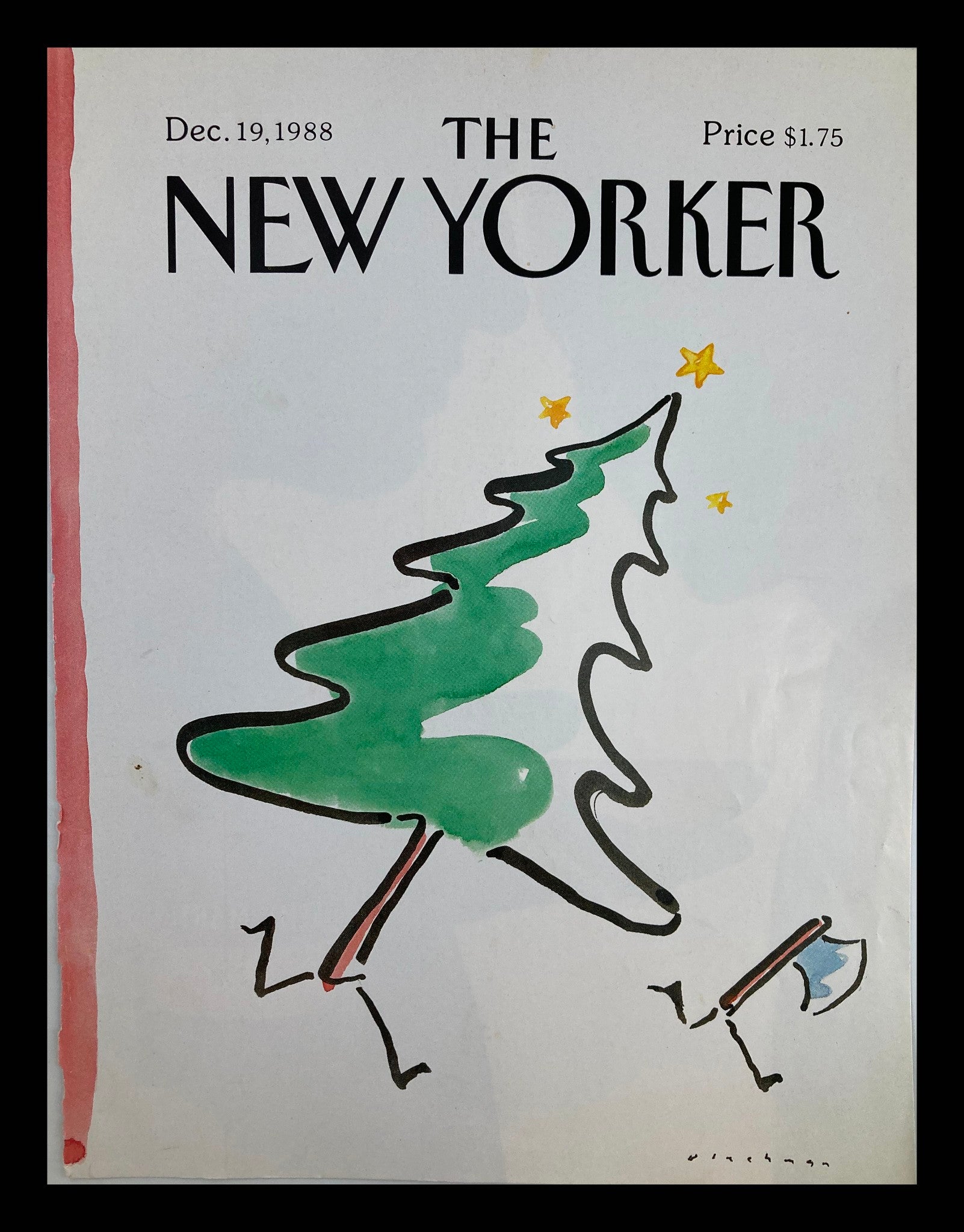 COVER ONLY The New Yorker December 19 1988 Chasing Axe by R. O. Blechman