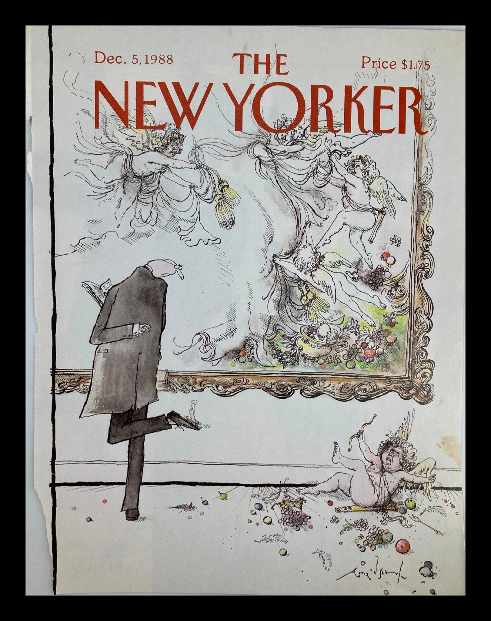 COVER ONLY The New Yorker December 5 1988 Angel's a Mess by Ronald Searle