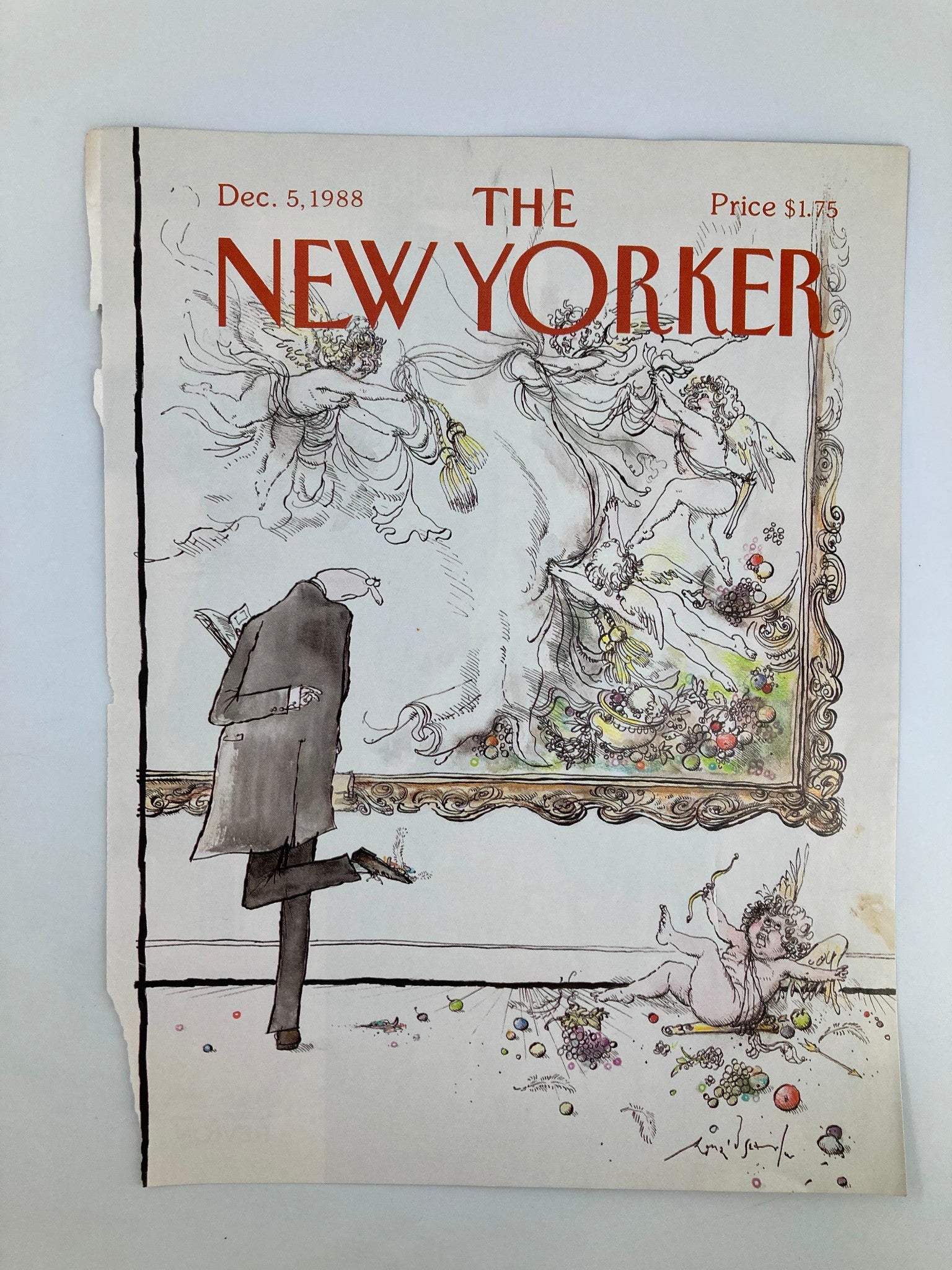 COVER ONLY The New Yorker December 5 1988 Angel's a Mess by Ronald Searle