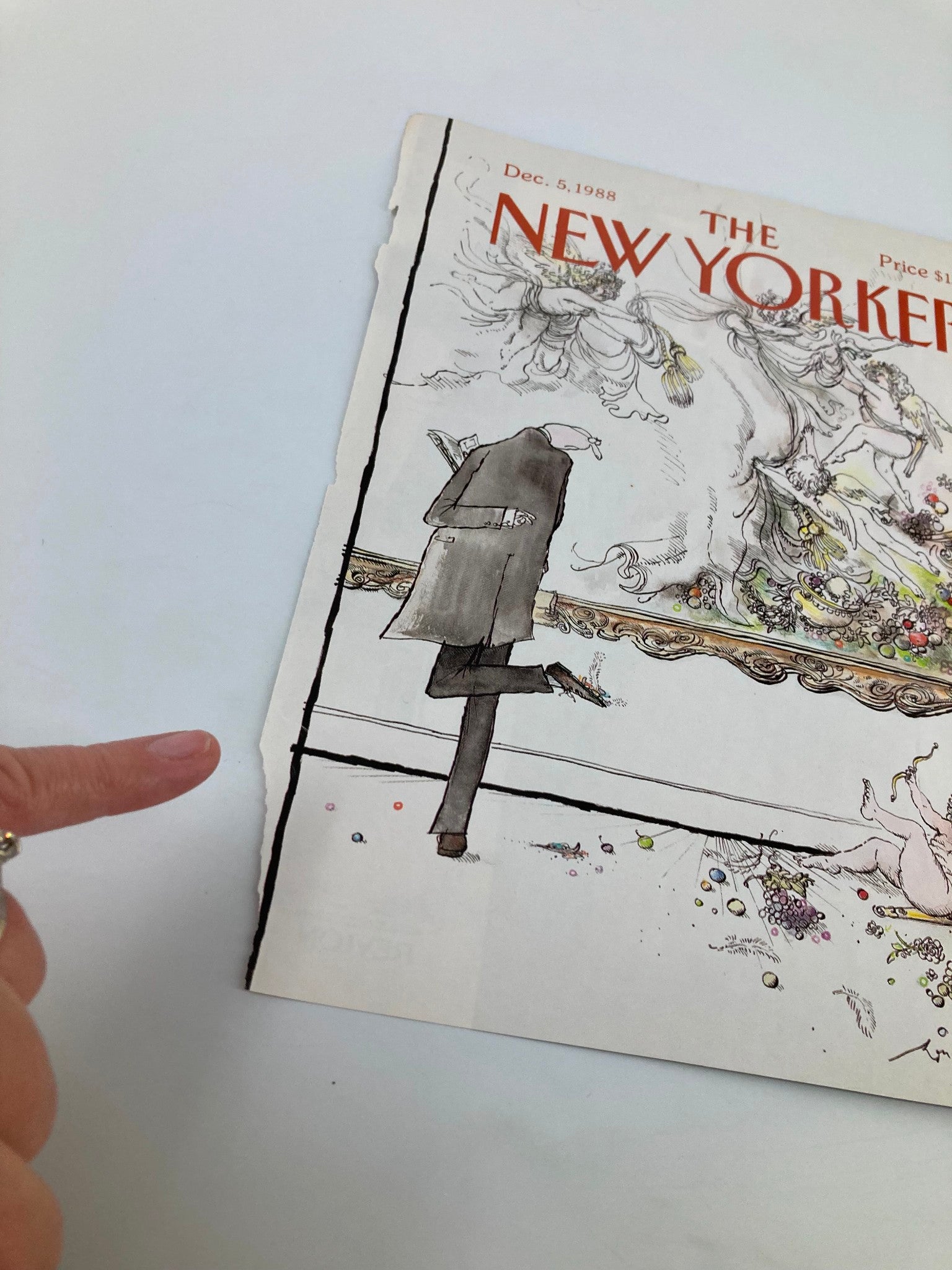 COVER ONLY The New Yorker December 5 1988 Angel's a Mess by Ronald Searle