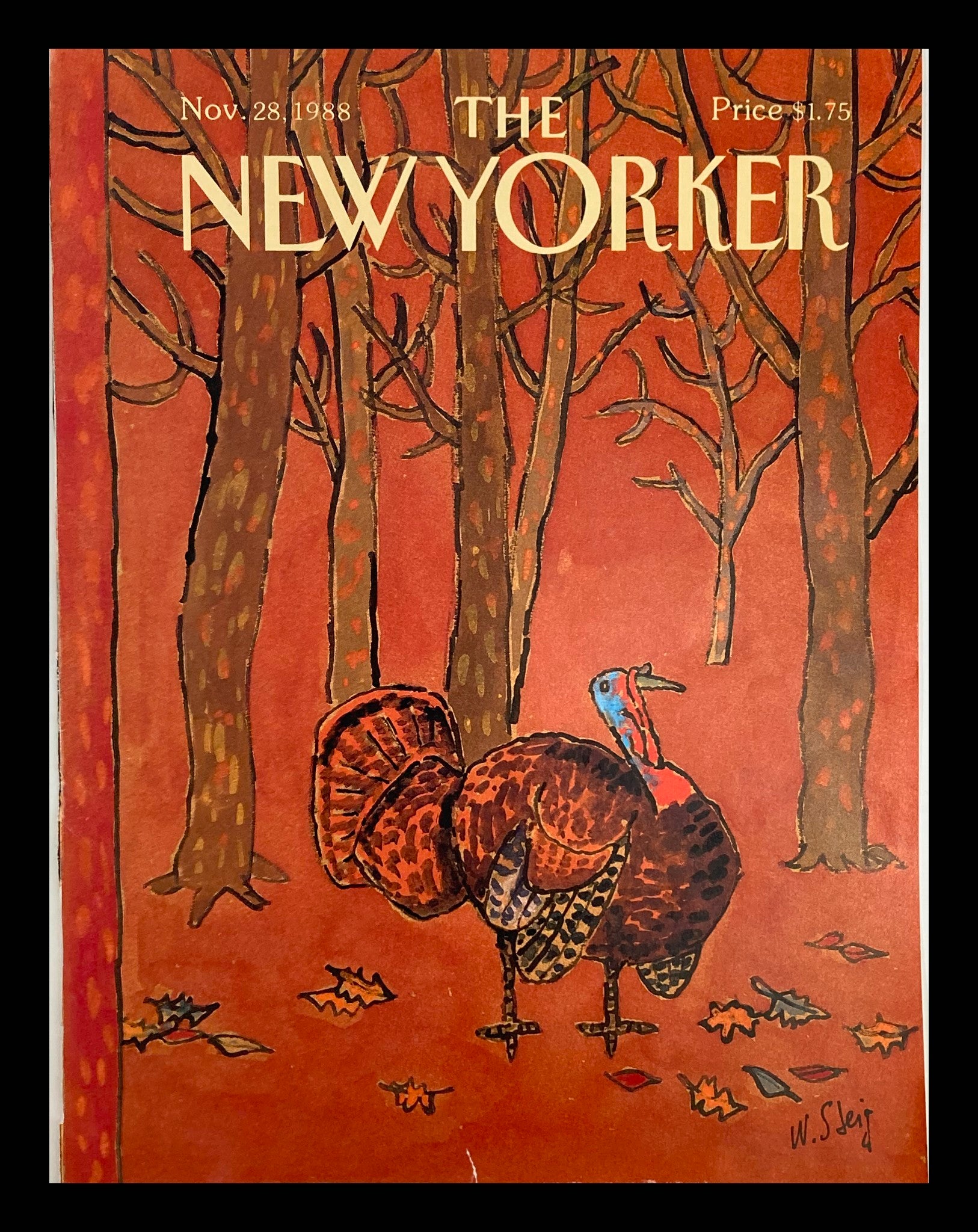 COVER ONLY The New Yorker November 28 1988 Thanksgiving Turkey by William Steig