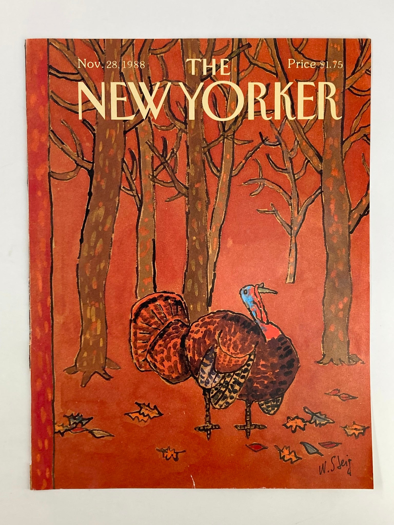 COVER ONLY The New Yorker November 28 1988 Thanksgiving Turkey by William Steig