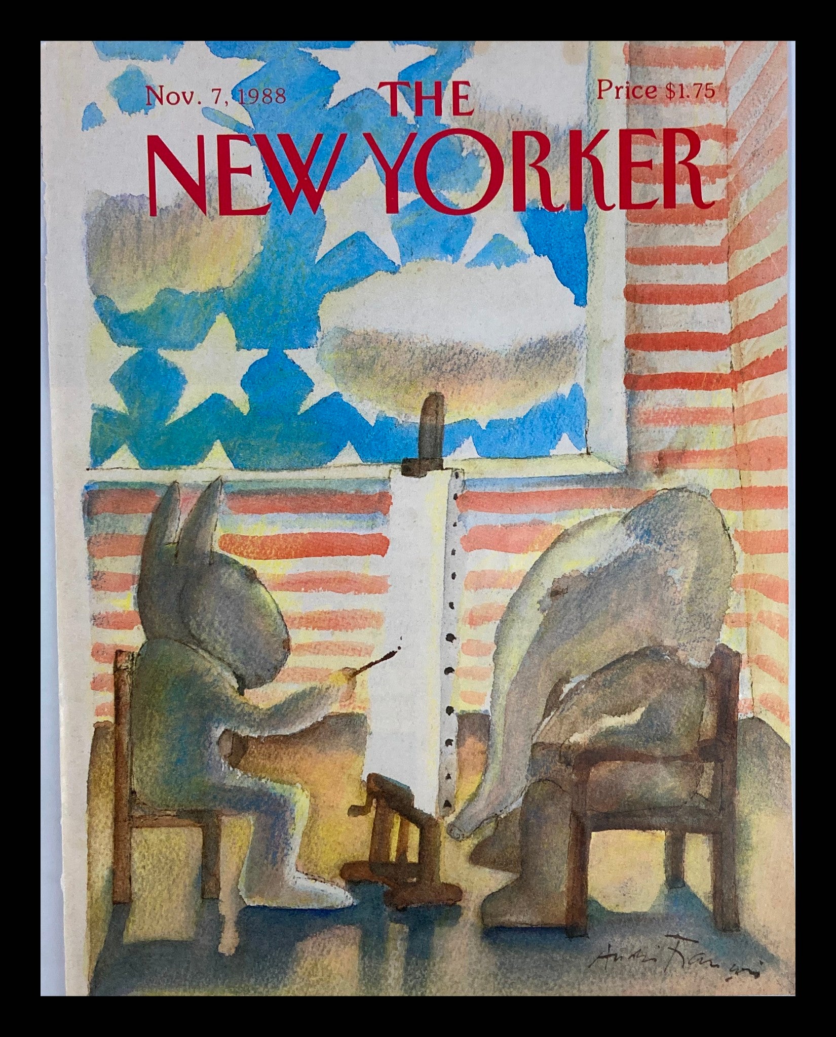 COVER ONLY The New Yorker November 7 1988 Rabbit Painting by Andre Francois