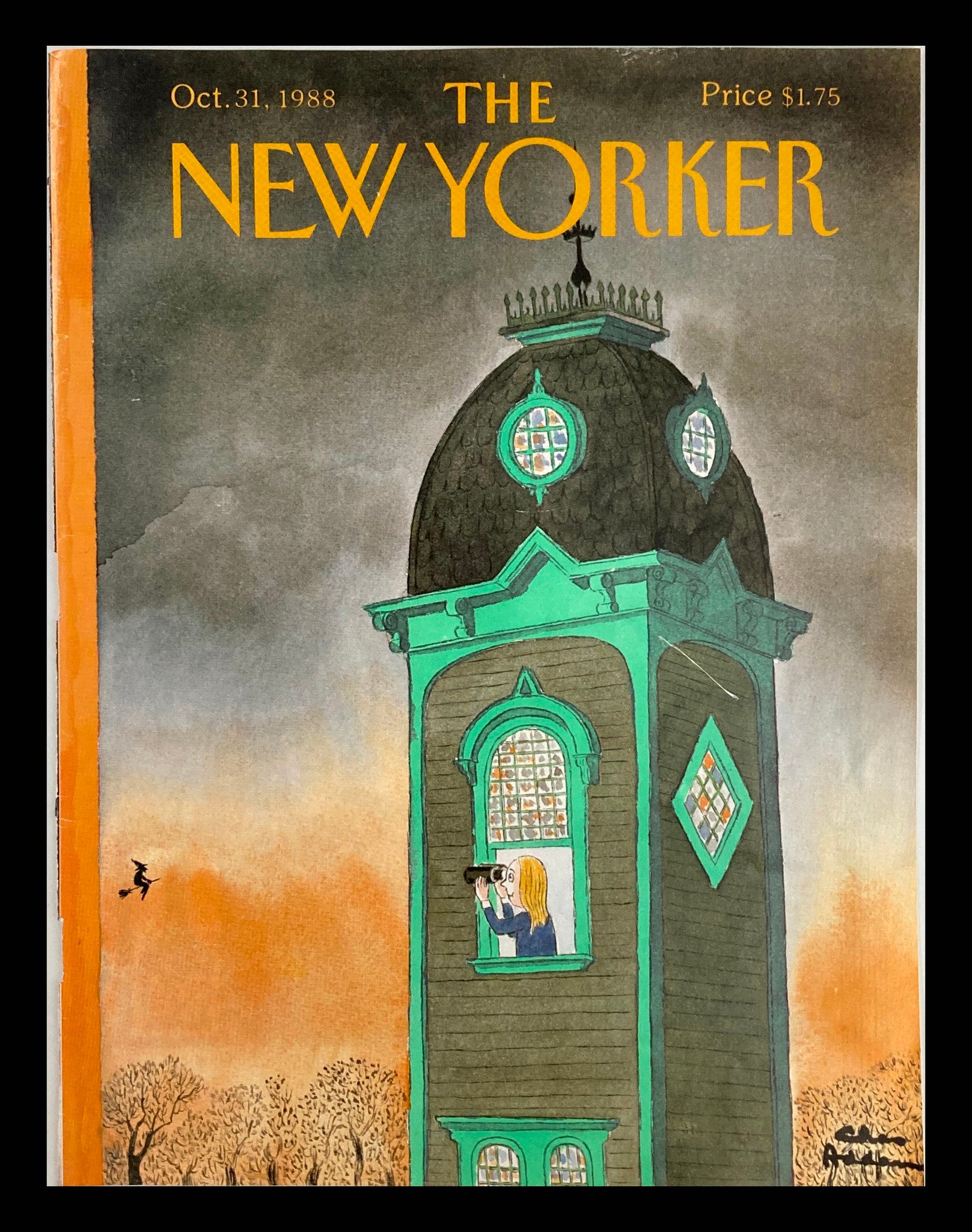 COVER ONLY The New Yorker October 31 1988 Witch Sighting by Chas Addams