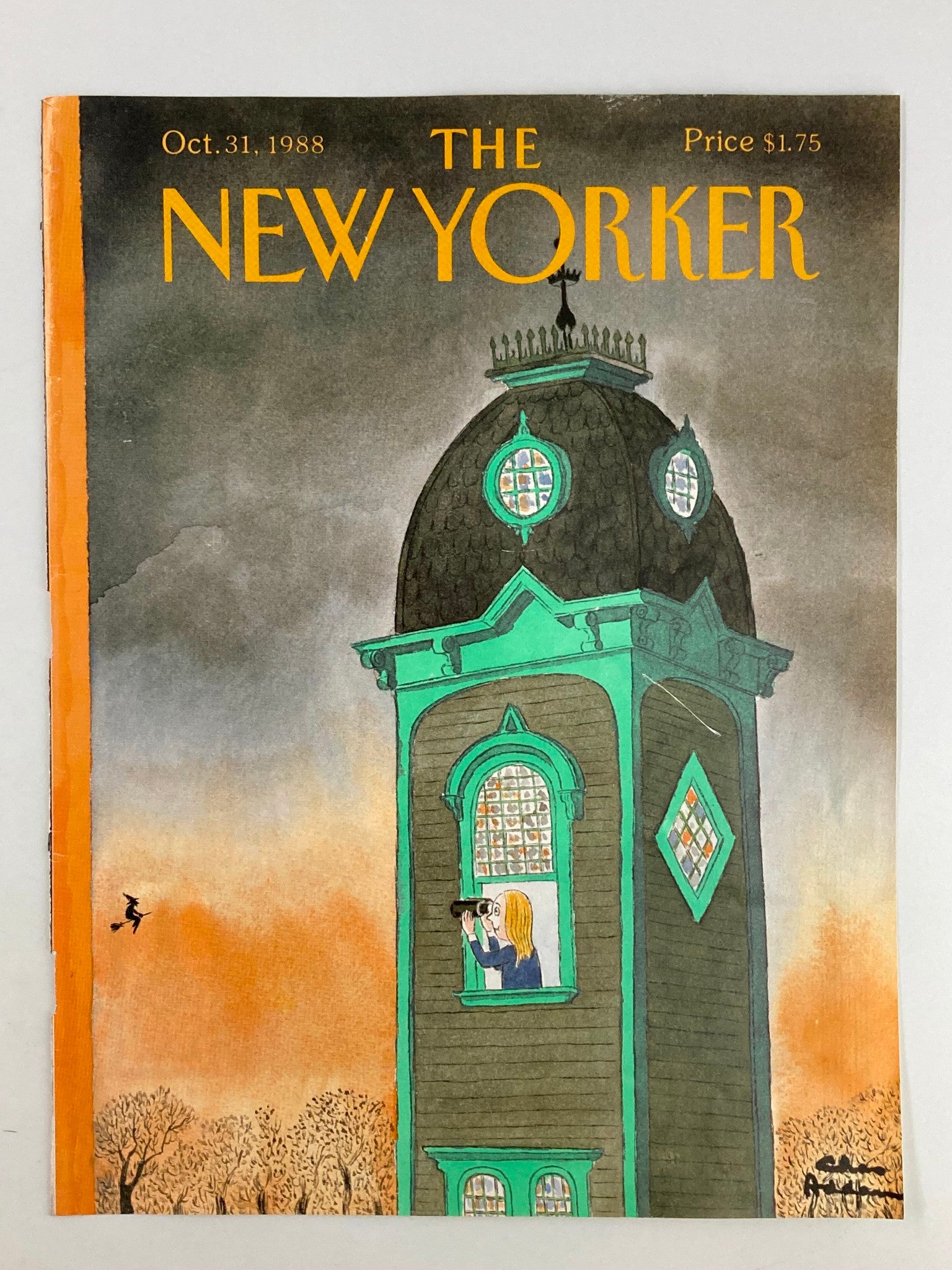 COVER ONLY The New Yorker October 31 1988 Witch Sighting by Chas Addams