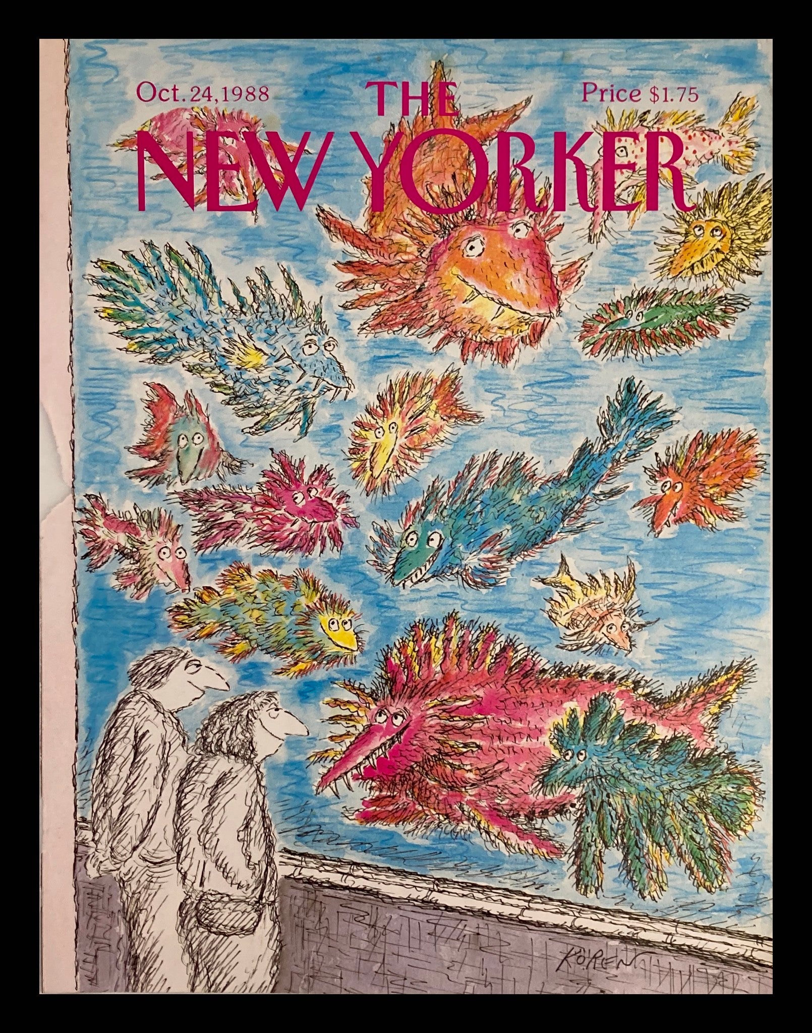 COVER ONLY The New Yorker October 24 1988 Aquarium Fish by Edward Koren