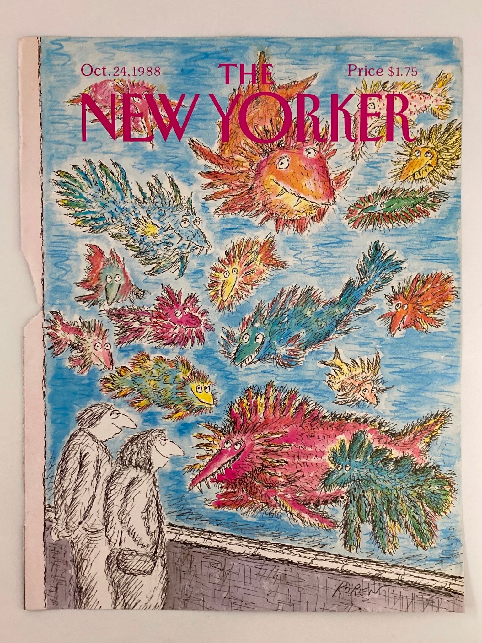 COVER ONLY The New Yorker October 24 1988 Aquarium Fish by Edward Koren