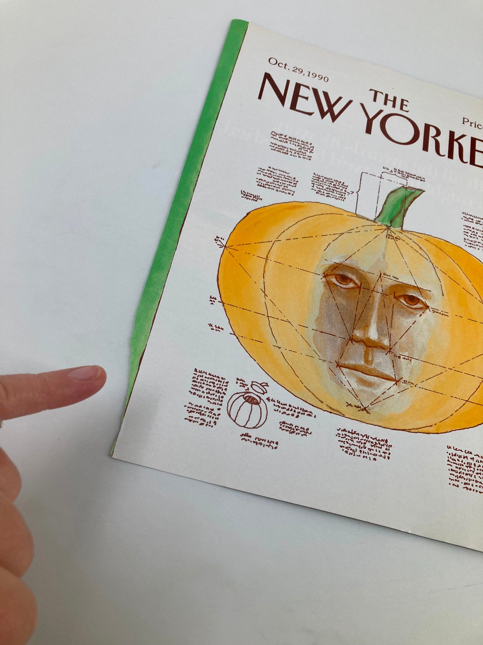 COVER ONLY The New Yorker October 29 1990 A Pumpkin Head by Warren Miller