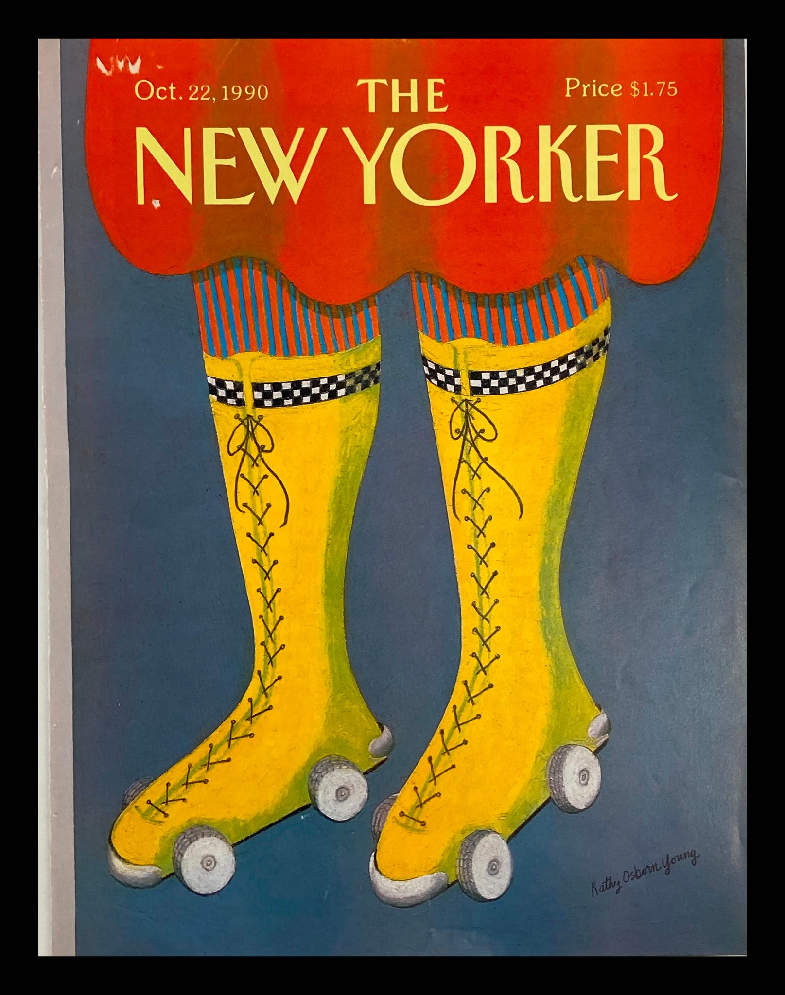 COVER ONLY The New Yorker October 22 1990 Roller Skates by Kathy Osborn Young