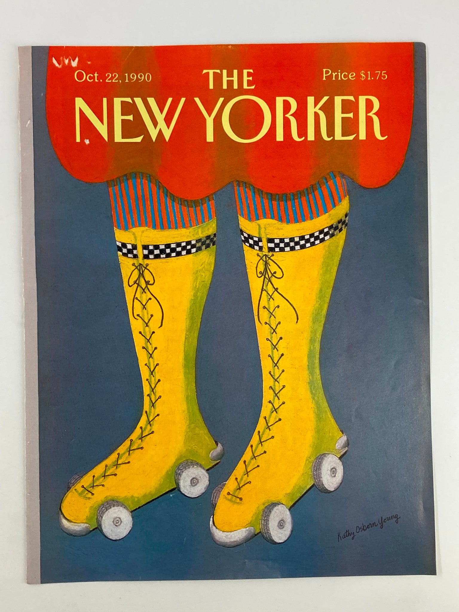 COVER ONLY The New Yorker October 22 1990 Roller Skates by Kathy Osborn Young