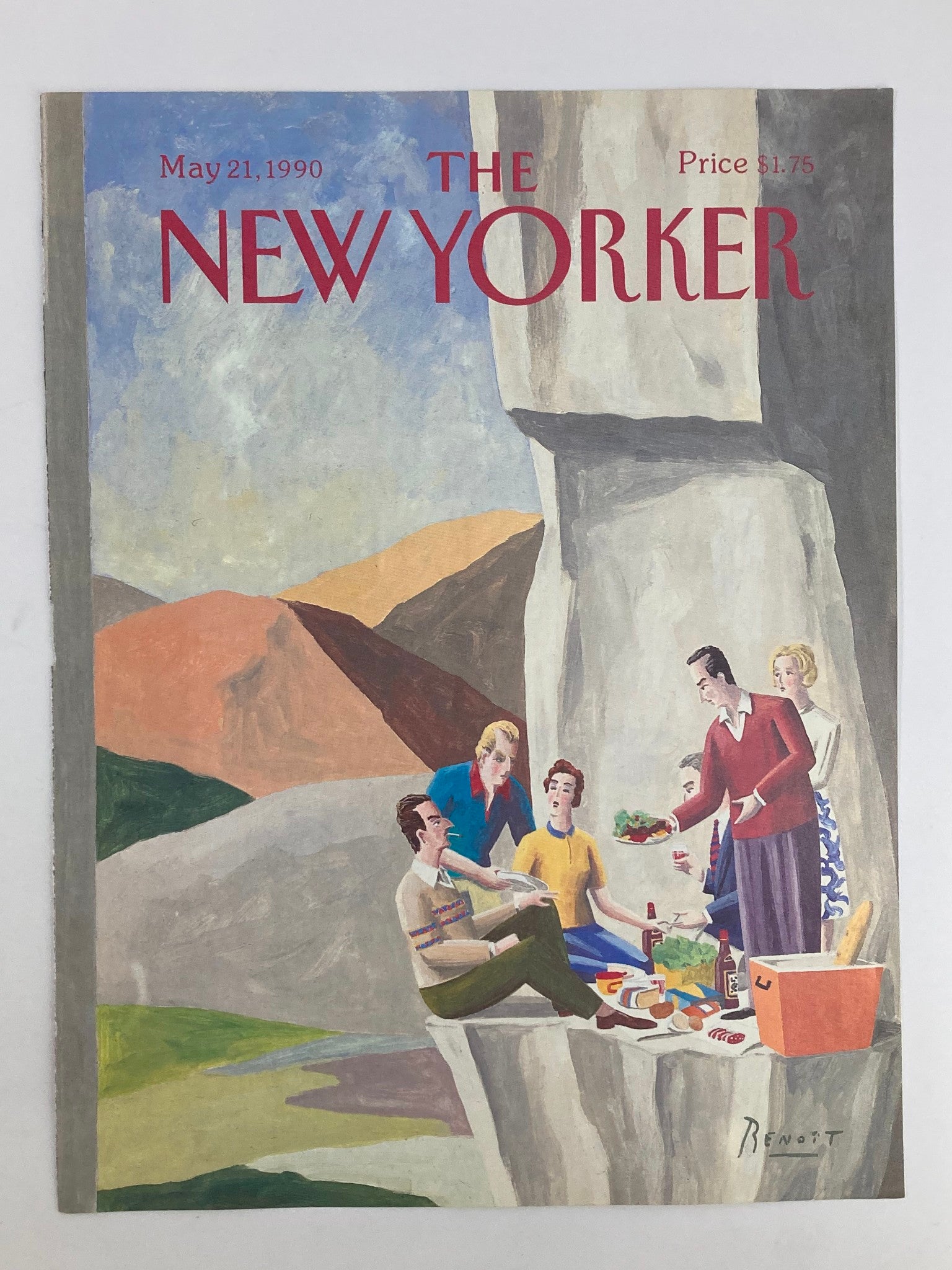 COVER ONLY The New Yorker May 21 1990 Wine Picnic by Benoit van Innis