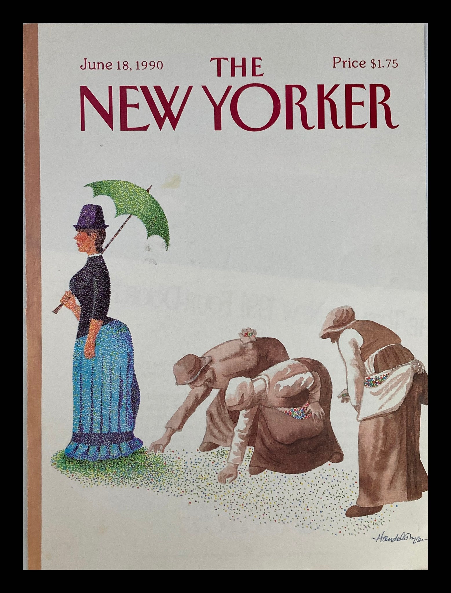 COVER ONLY The New Yorker June 18 1990 Lady Leaving Trails by J.B. Handelsman