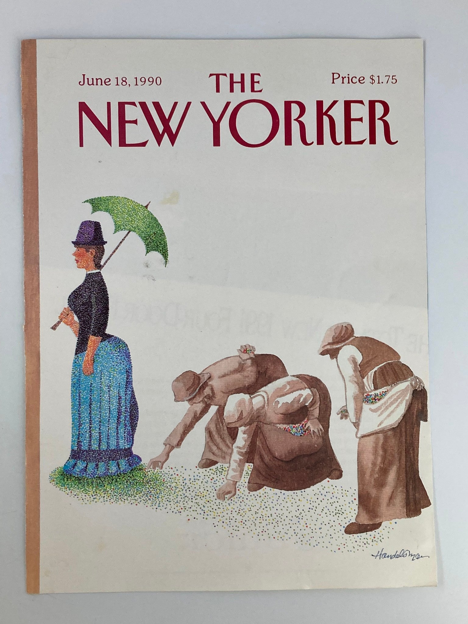 COVER ONLY The New Yorker June 18 1990 Lady Leaving Trails by J.B. Handelsman