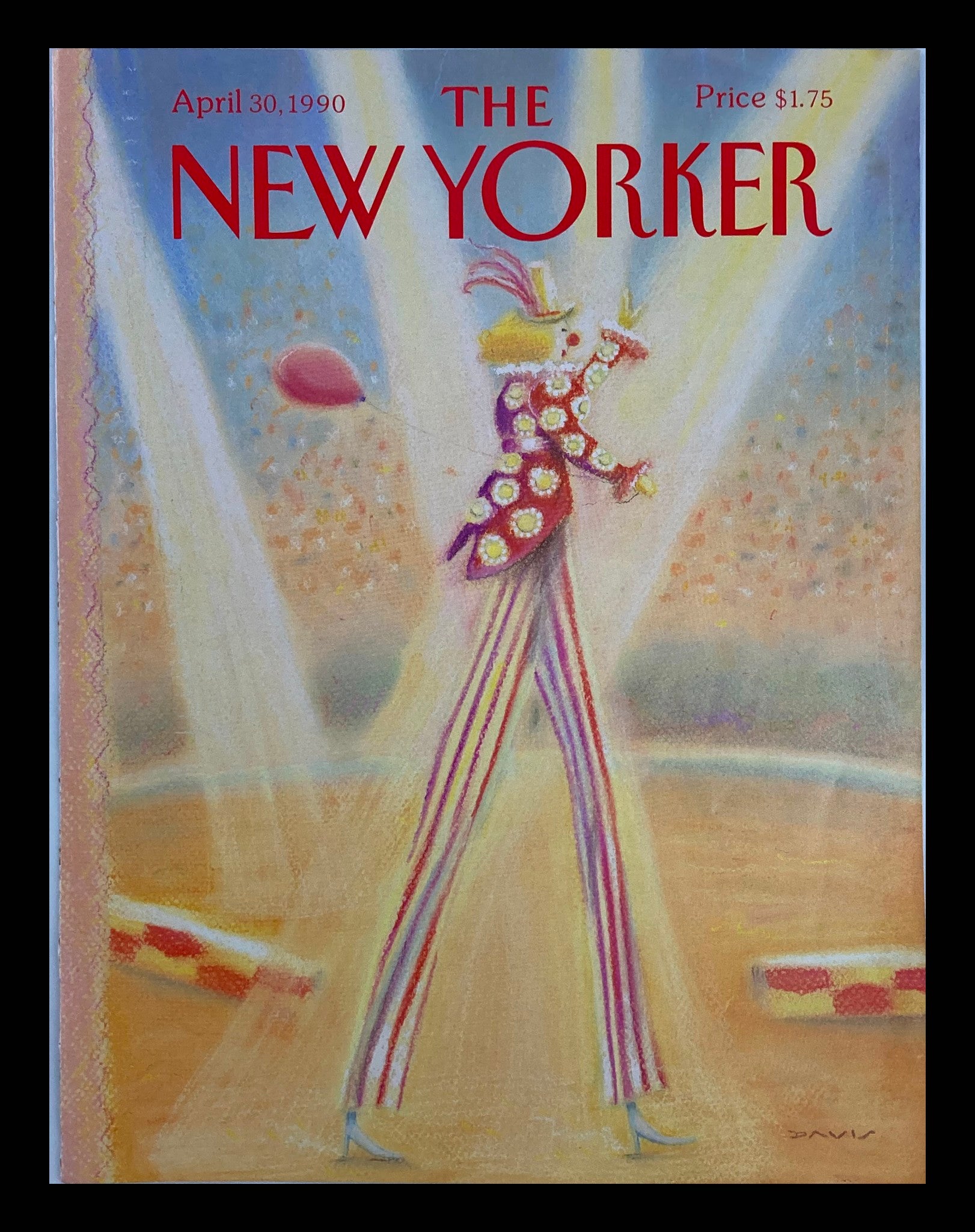 COVER ONLY The New Yorker April 30 1990 Circus Clown by Susan Davis