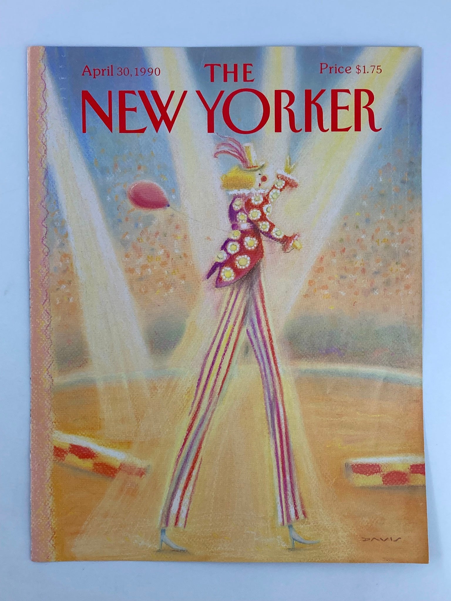 COVER ONLY The New Yorker April 30 1990 Circus Clown by Susan Davis