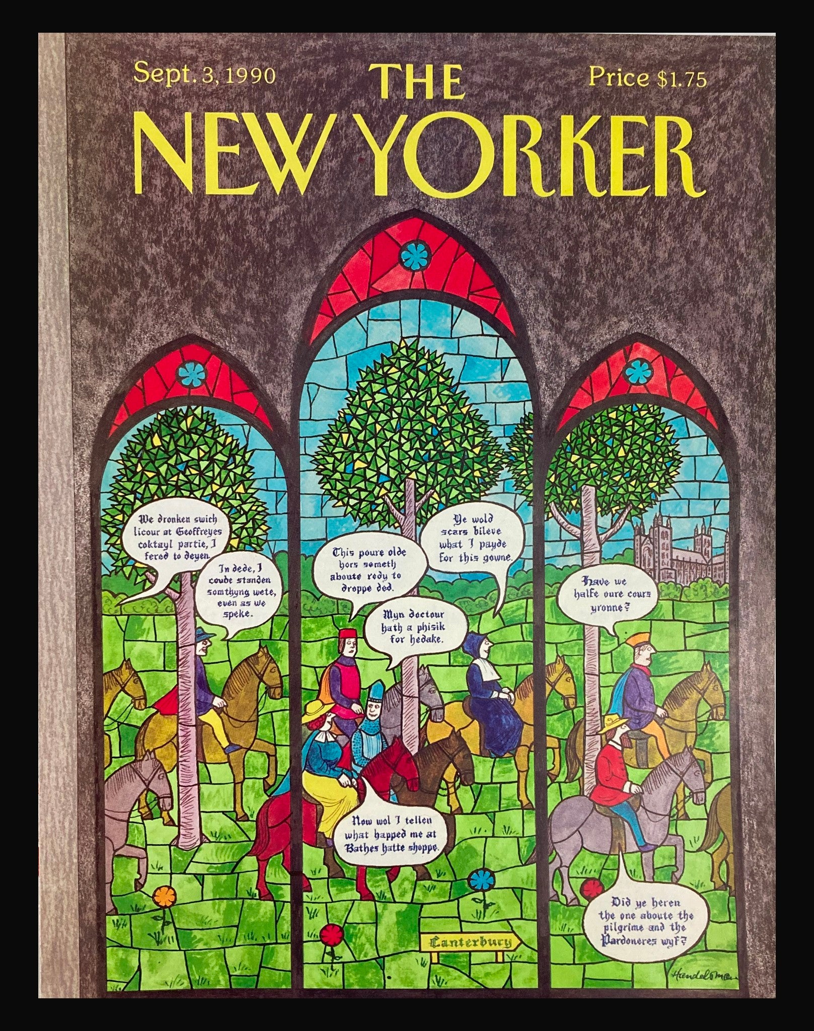 COVER ONLY The New Yorker September 3 1990 Canterburry Story by J.B. Handelsman