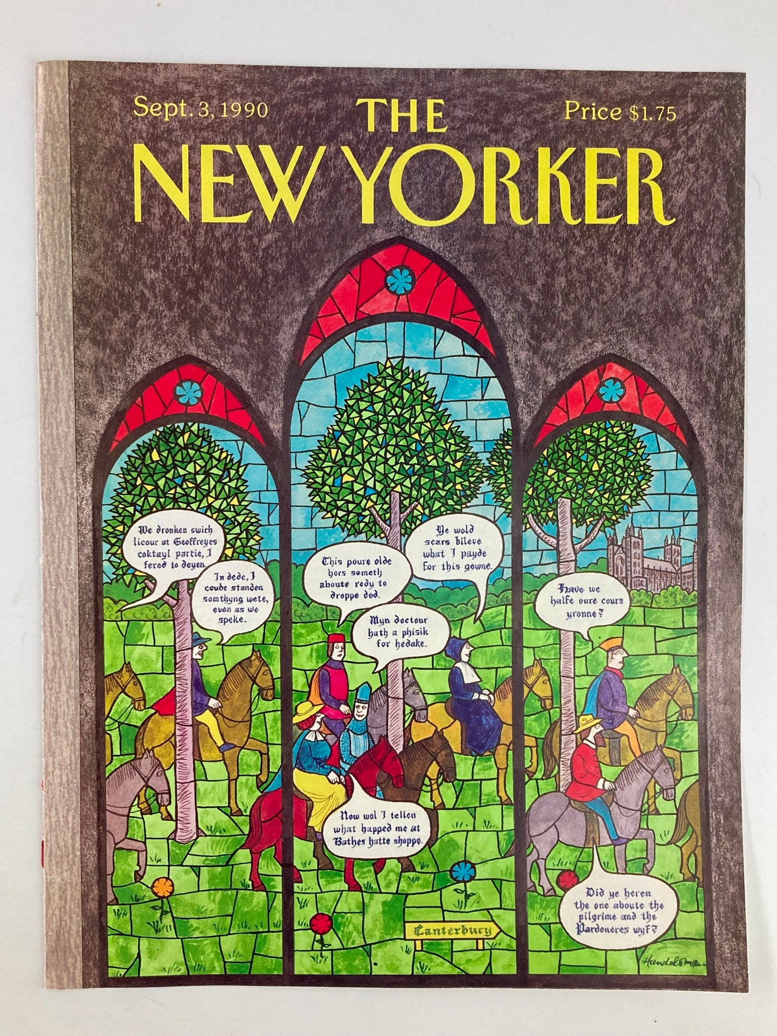 COVER ONLY The New Yorker September 3 1990 Canterburry Story by J.B. Handelsman