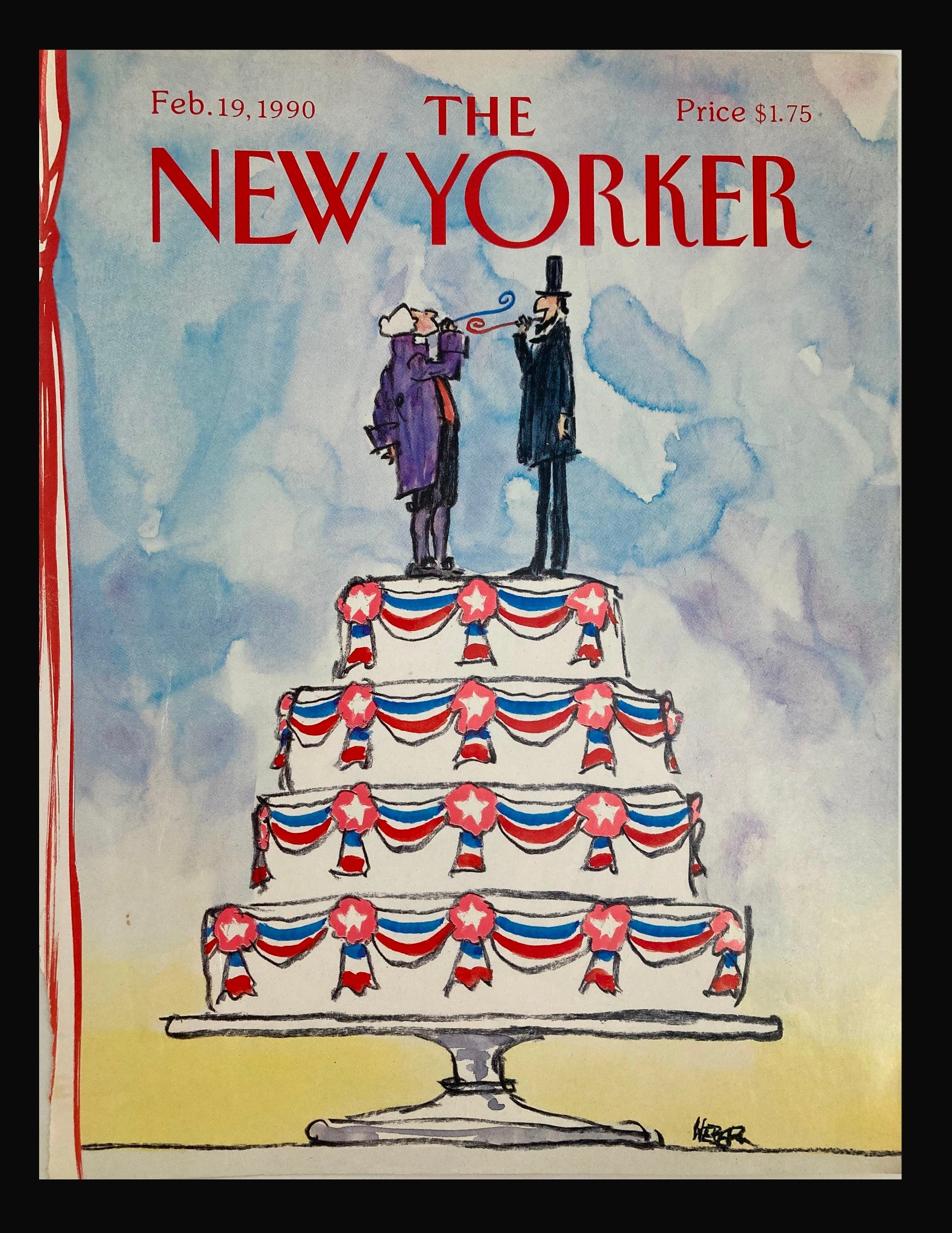 COVER ONLY The New Yorker February 19 1990 Indepence Cake by Robert Weber