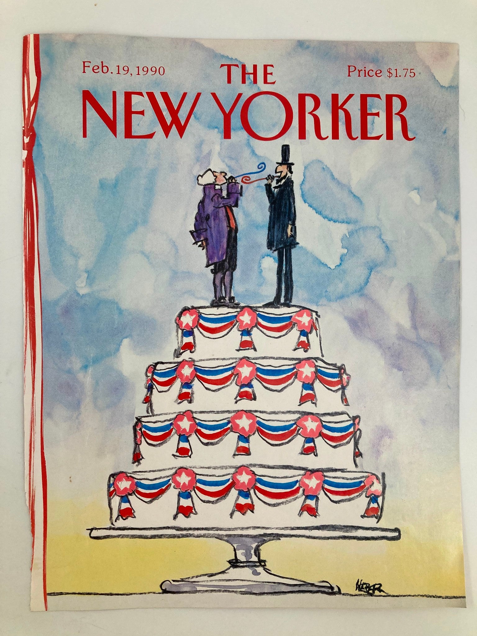 COVER ONLY The New Yorker February 19 1990 Indepence Cake by Robert Weber