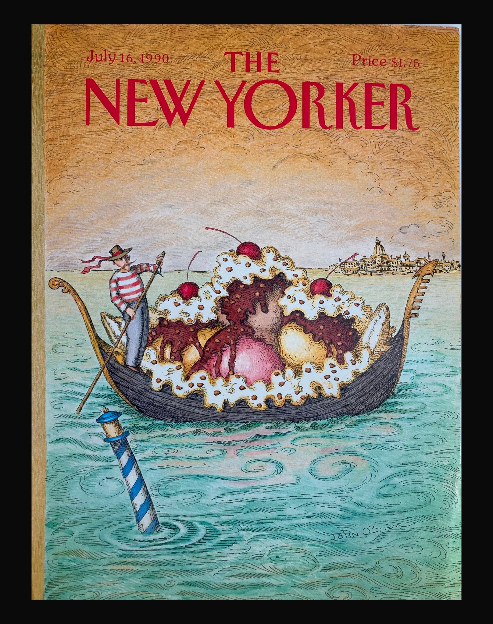 COVER ONLY The New Yorker July 16 1990 Sundae Boat by John O'Brien