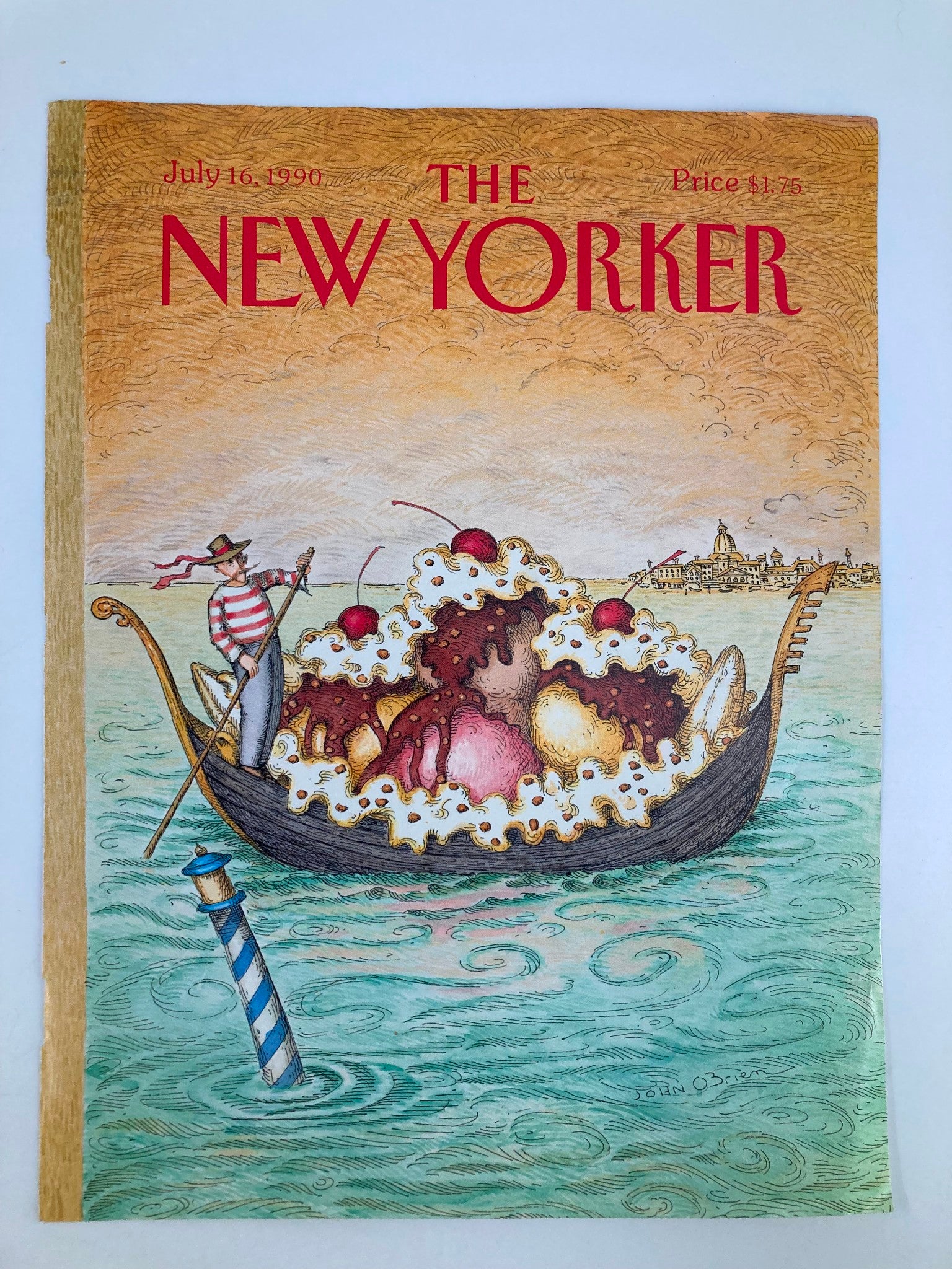 COVER ONLY The New Yorker July 16 1990 Sundae Boat by John O'Brien