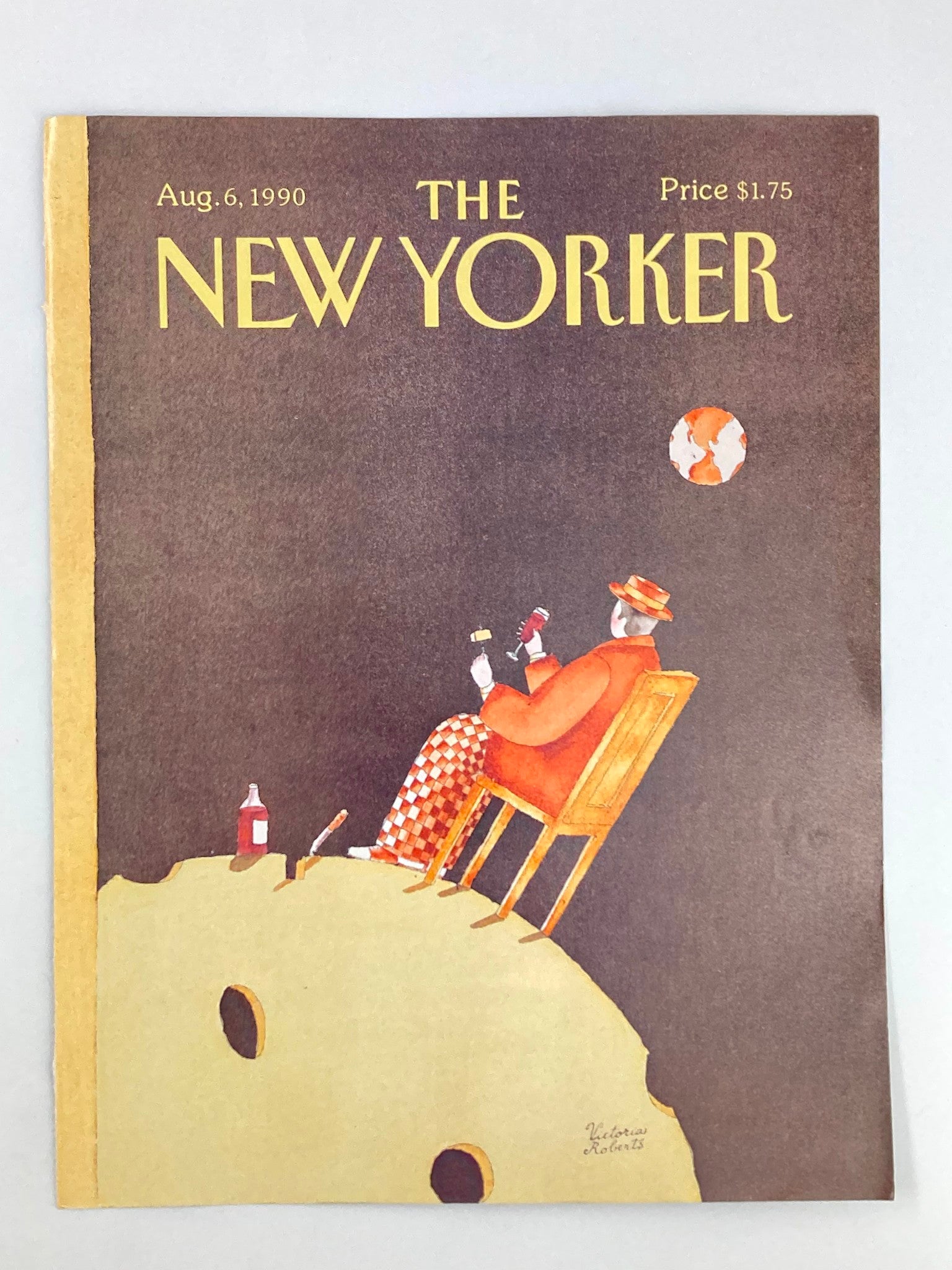 COVER ONLY The New Yorker August 6 1990 Man on the Moon by Victoria Roberts