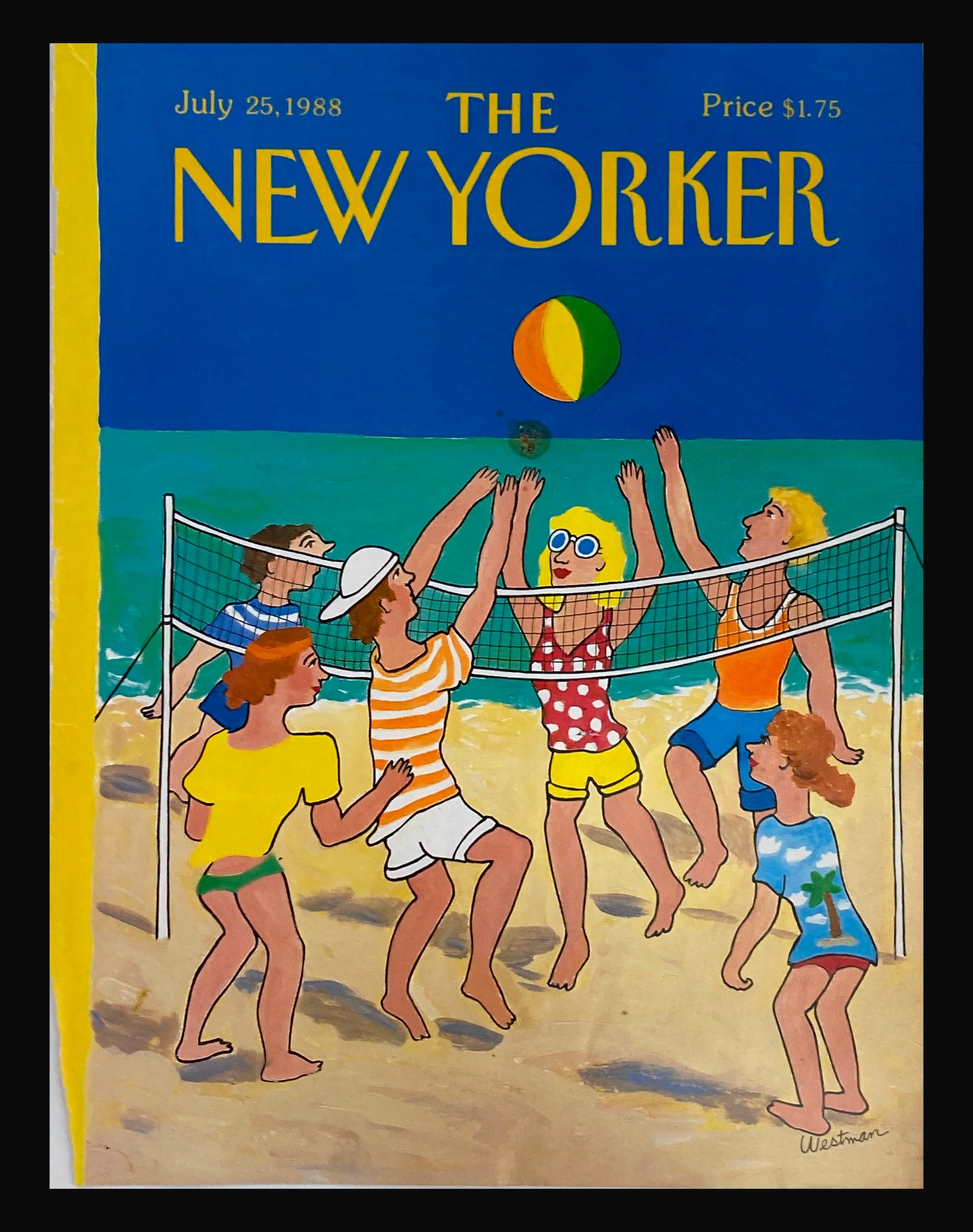 COVER ONLY The New Yorker July 25 1988 Beach Volleyball by Barbara Westman