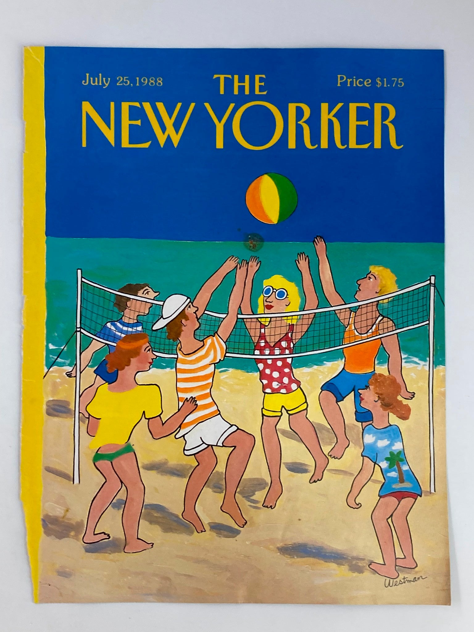 COVER ONLY The New Yorker July 25 1988 Beach Volleyball by Barbara Westman