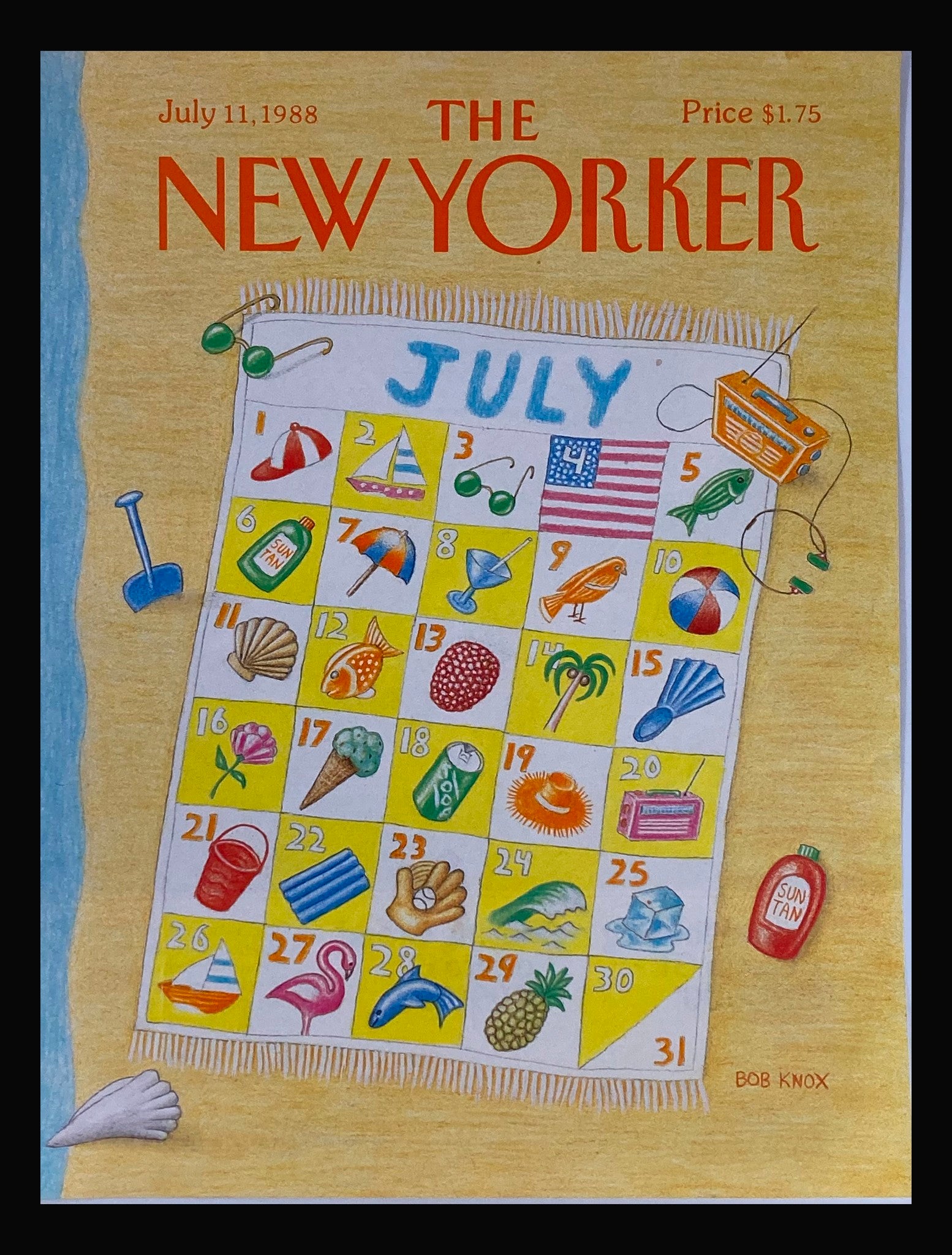 COVER ONLY The New Yorker July 11 1988 Month of July by Bob Knox