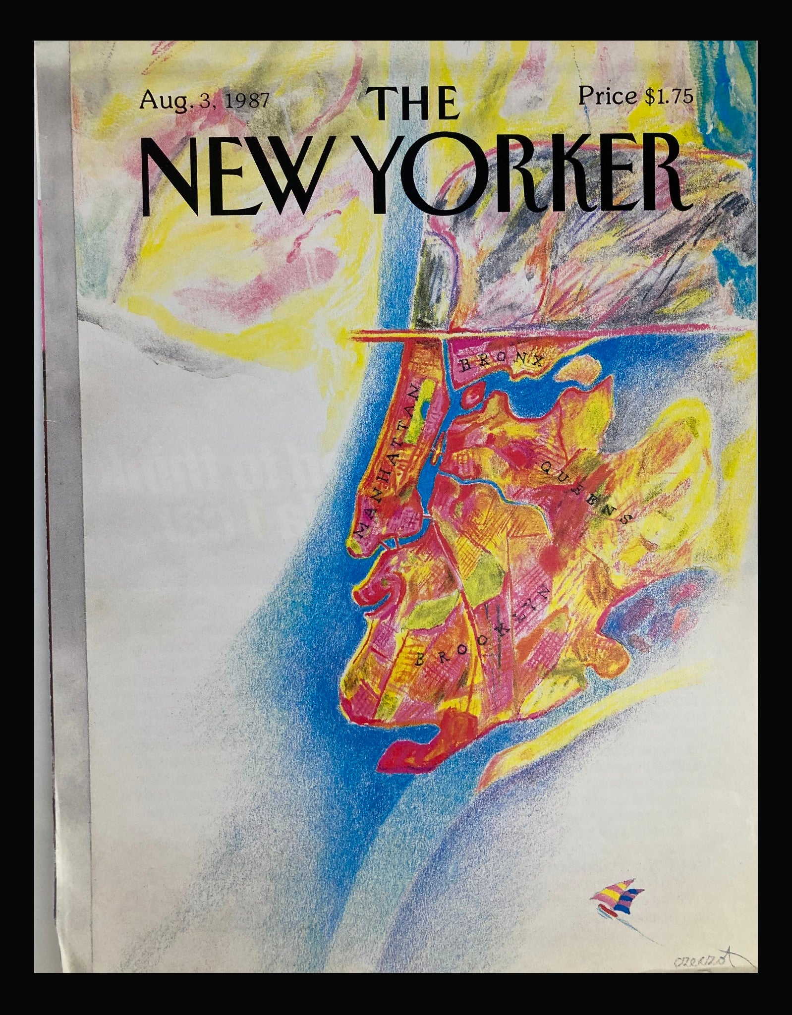 COVER ONLY The New Yorker August 3 1987 Map of New York by Andrej Czeczot