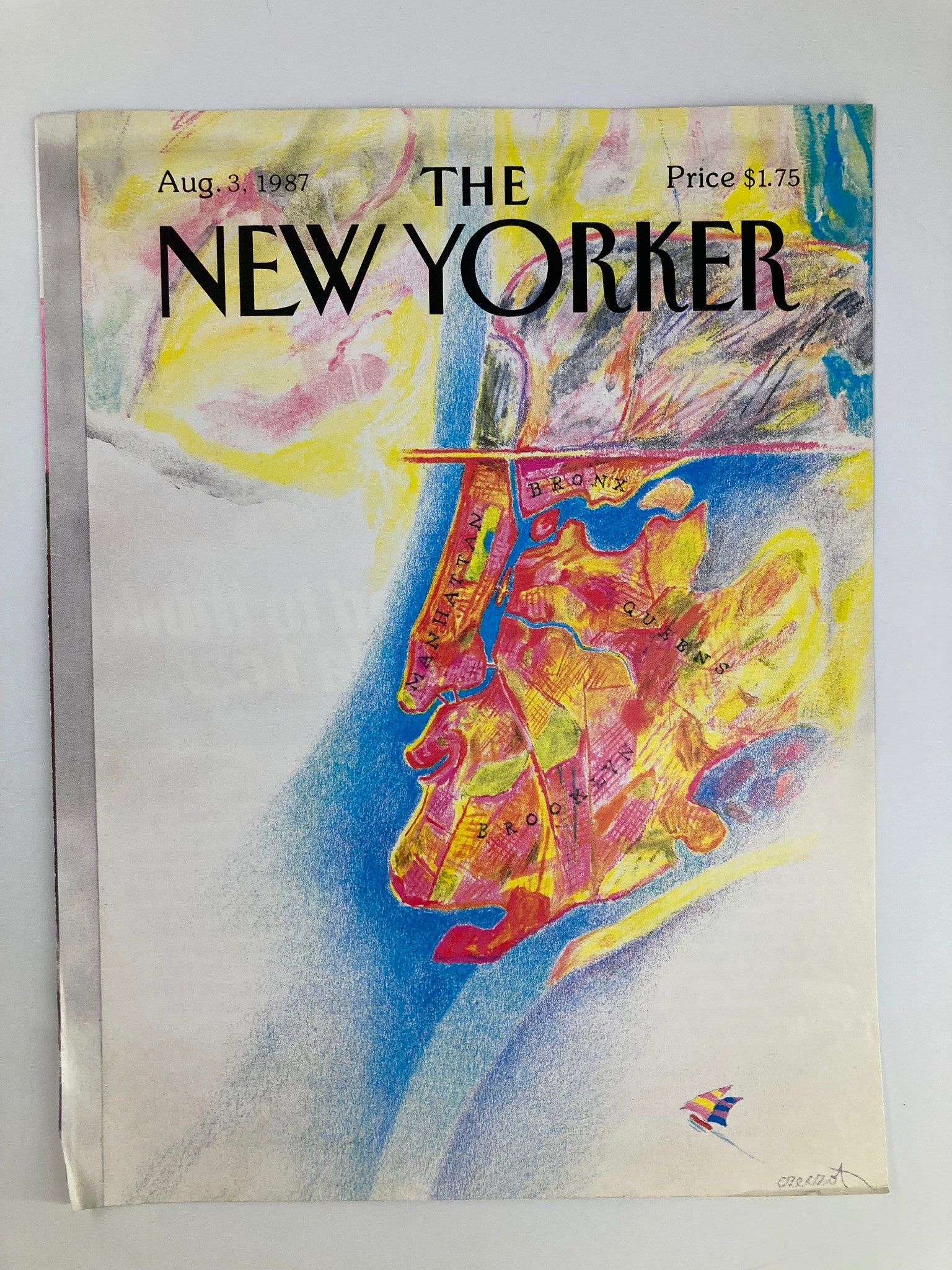 COVER ONLY The New Yorker August 3 1987 Map of New York by Andrej Czeczot