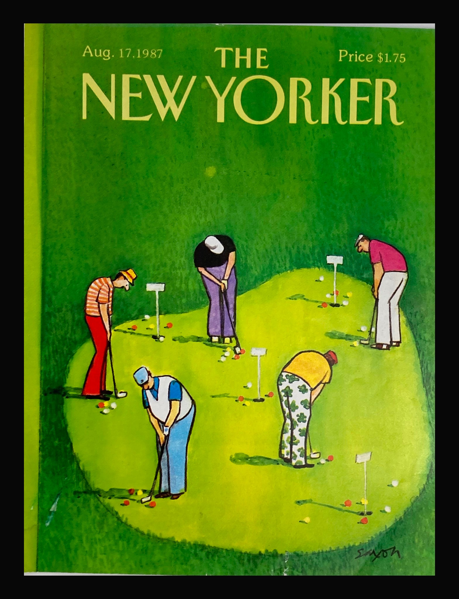 COVER ONLY The New Yorker August 17 1987 Group of Golfers by Charles Saxon