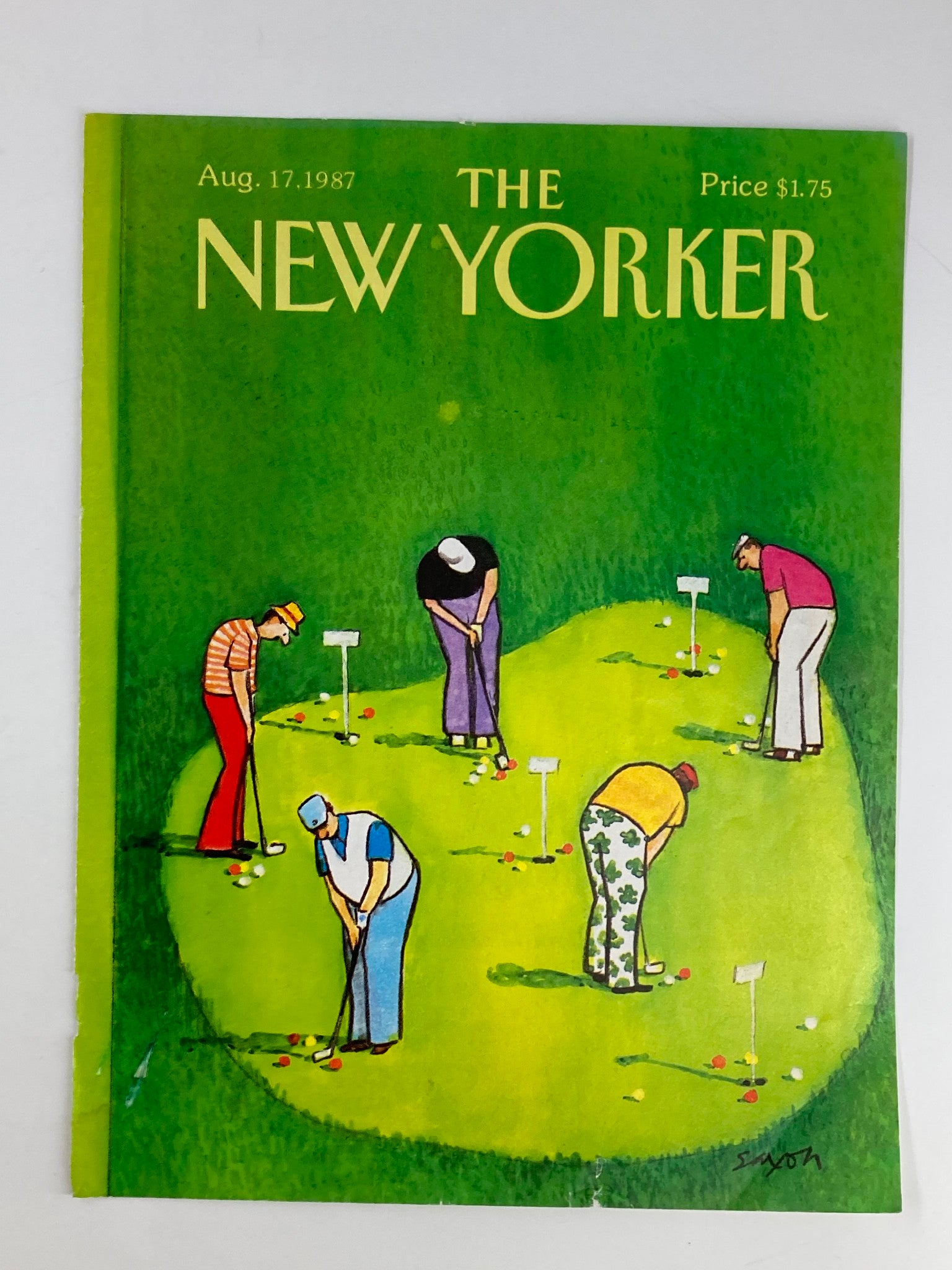 COVER ONLY The New Yorker August 17 1987 Group of Golfers by Charles Saxon