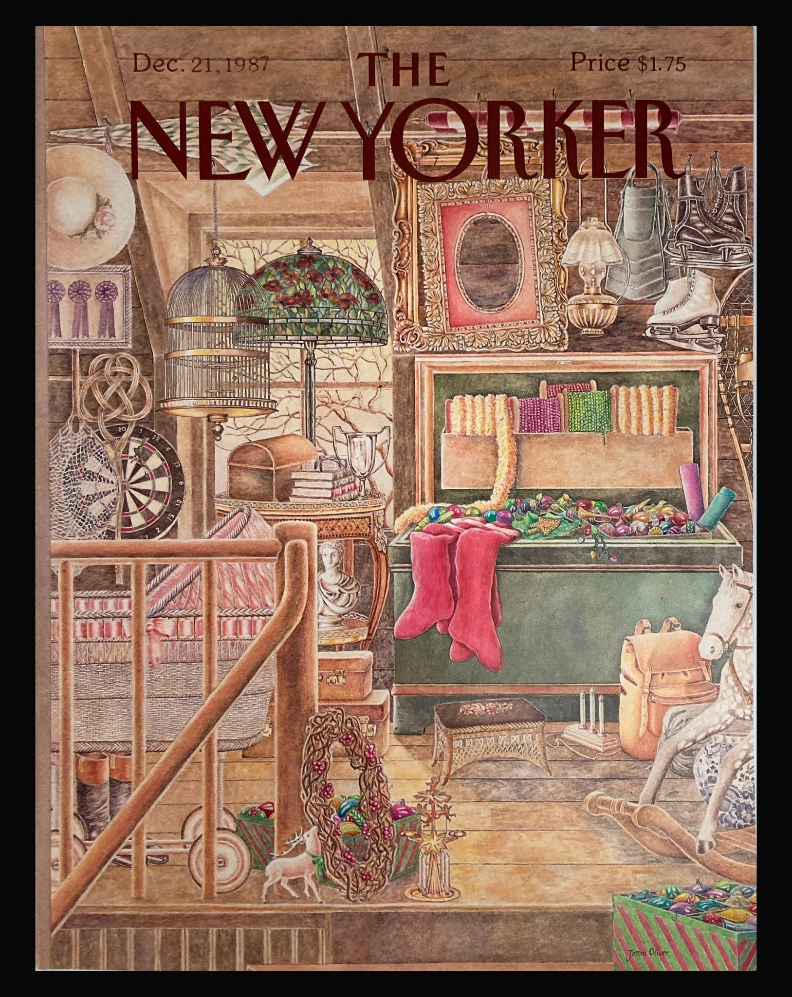 COVER ONLY The New Yorker December 21 1987 Antique Storage Room by Jenni Oliver