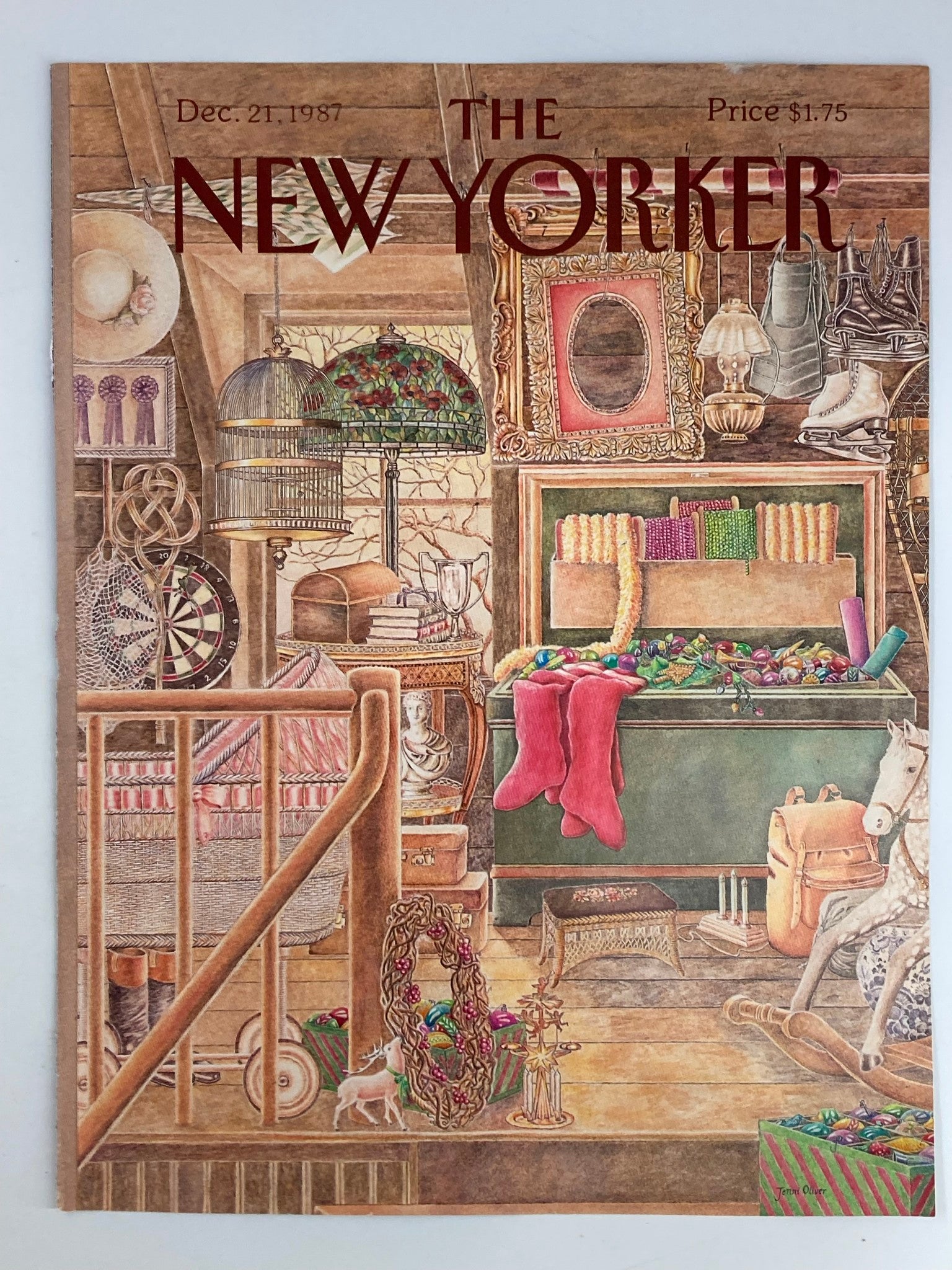 COVER ONLY The New Yorker December 21 1987 Antique Storage Room by Jenni Oliver